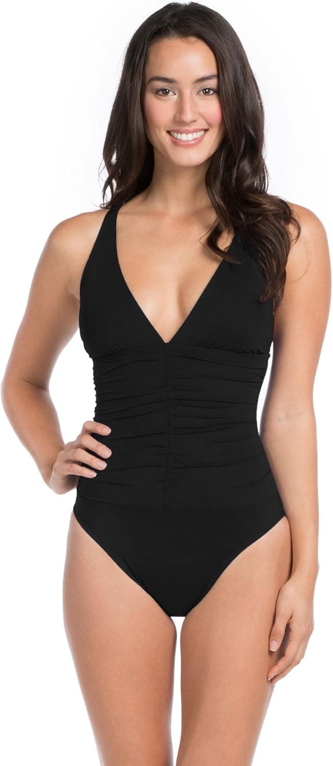 La Blanca Women's Standard Island Goddess V-Front Convertible Halter One Piece Swimsuit