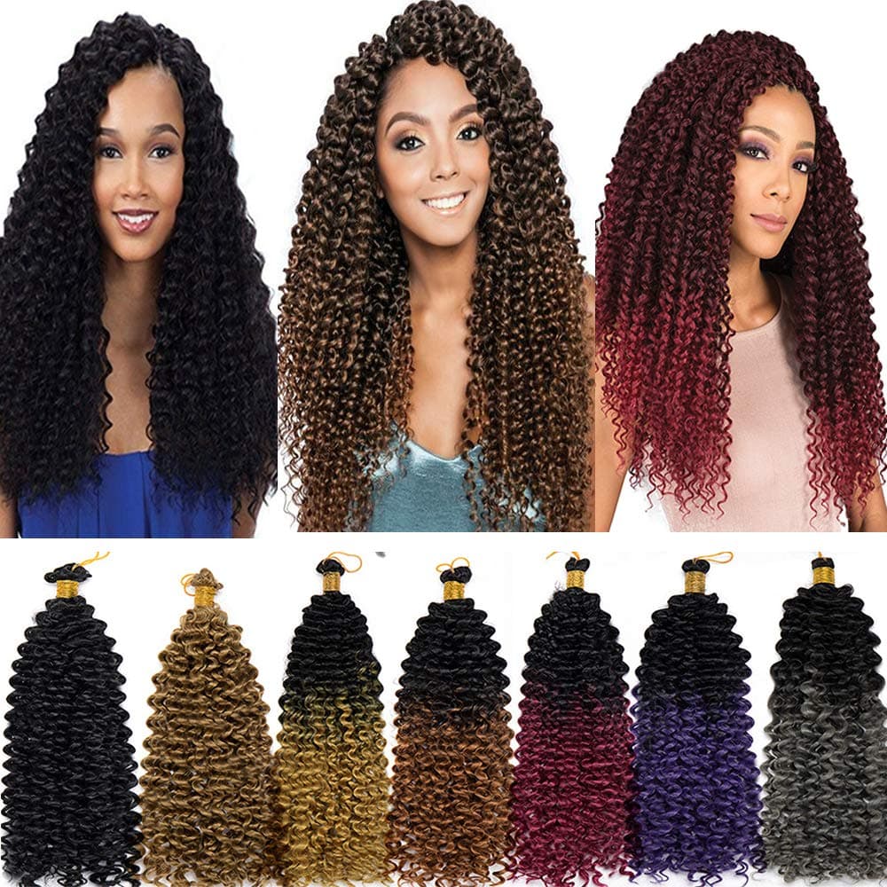Marlybob Crochet Braids Hair Extension 14 inch Deep Water Wave Braiding Hair Kinky Curly Afro Jerry Curl Marley Bob Twist Braid Hairpiece for Women 5 Bundle 150 Strands 500G Ash Blonde