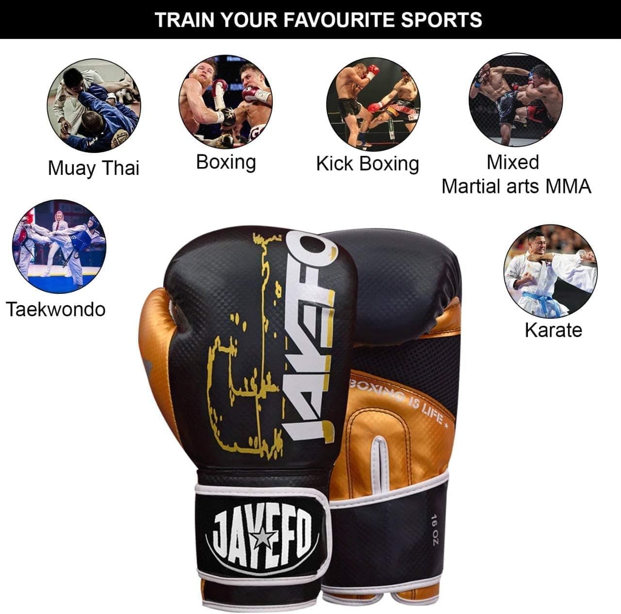 Jayefo Boxing Gloves Men, Women and Kids 2022 - Vegan Leather Sparring Gloves for Boxing, Kick Boxing, Muay Thai and MMA - Beginners Heavy Bag Training Gloves for Punching Bag