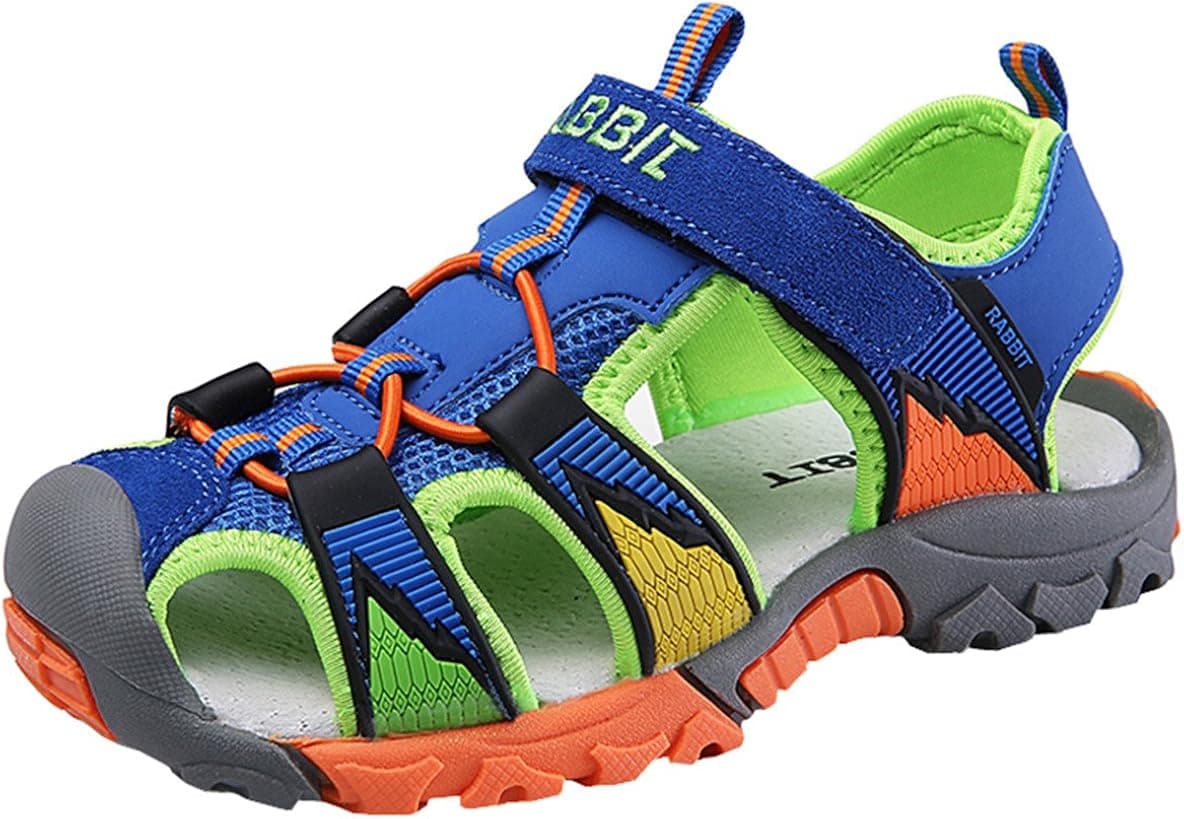 DADAWEN Boys Girls Sandals Outdoor Closed-Toe Summer Beach Hiking Athletic Water Sandals (Toddler/Little Kid/Big Kid)
