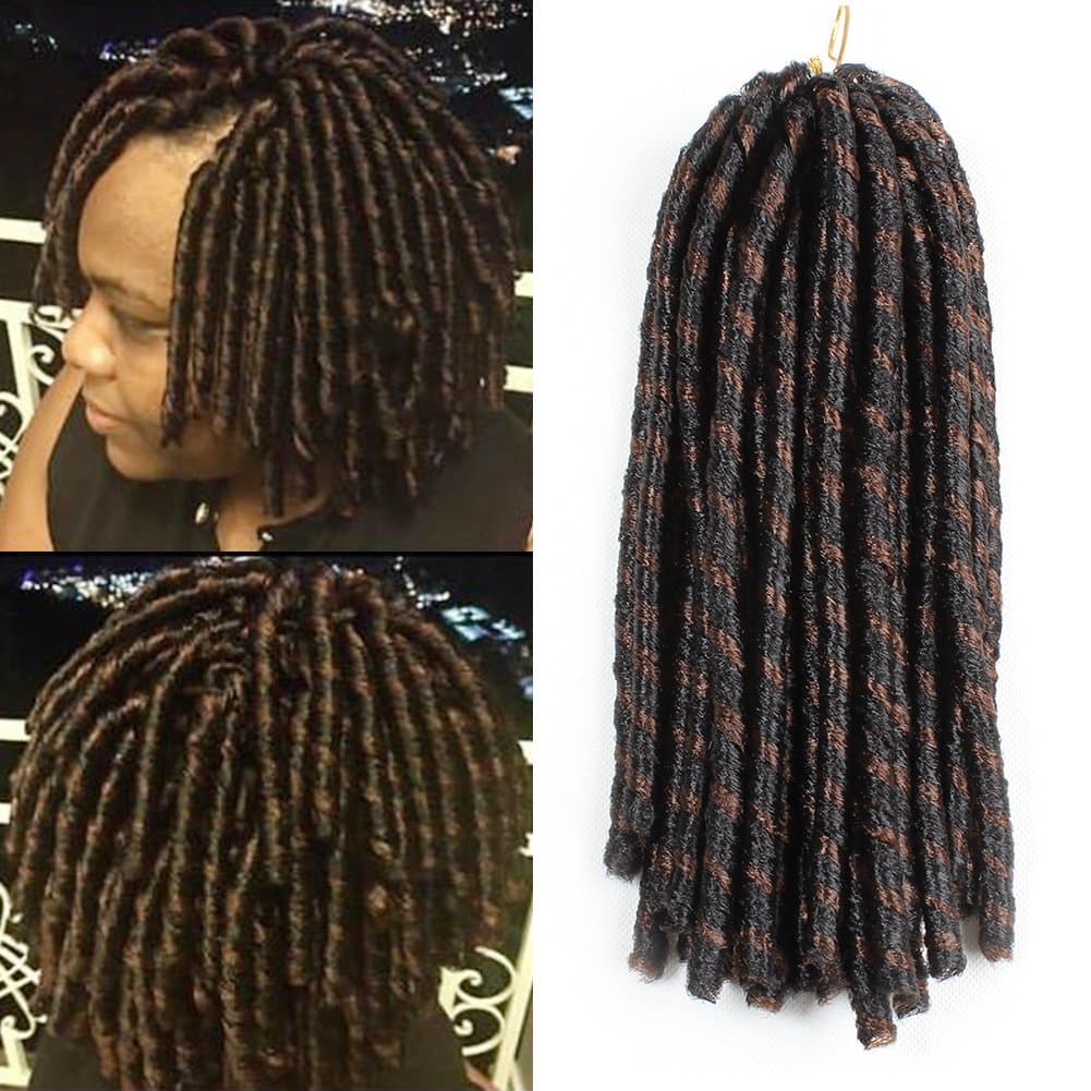6Pcs 14 Inch Soft Dread Lock Hair Twist Braids Crochet Hair 30 Strands Synthetic Dreadlocks Hair Extensions High Temperature Fiber (T30#)
