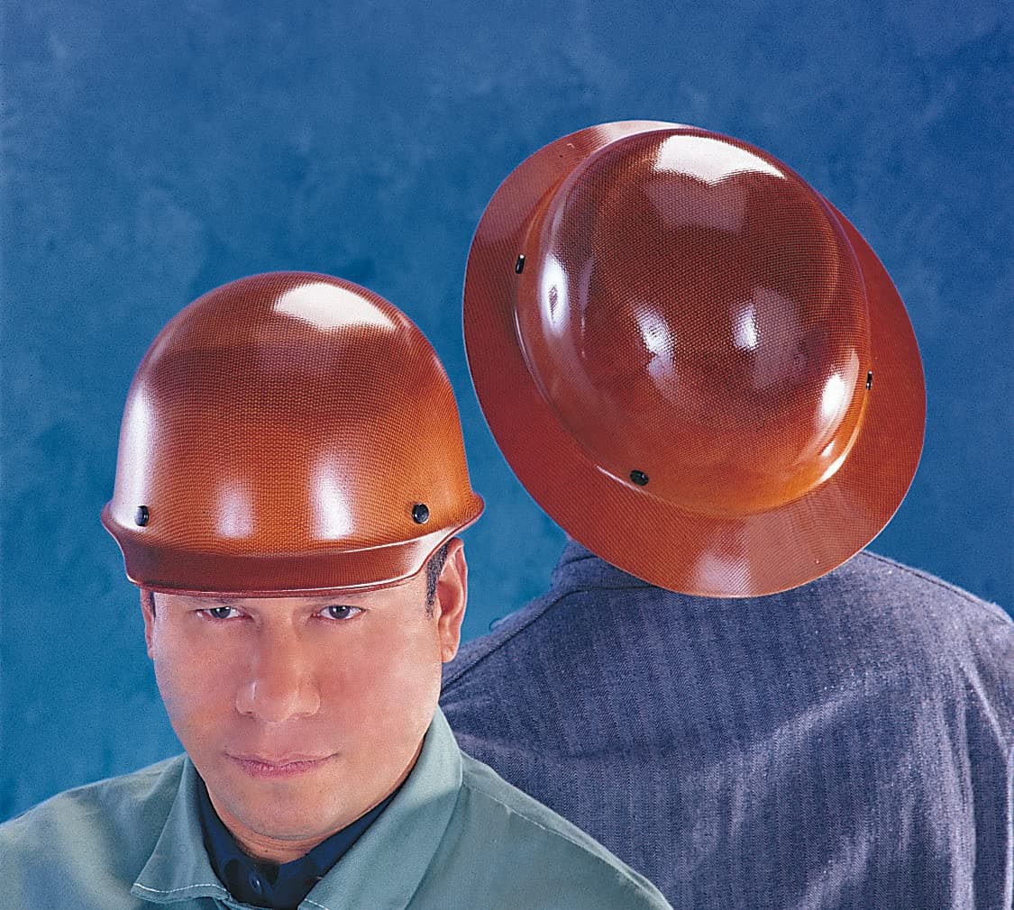 MSA 454666 Skullgard Full-Brim Hard Hat with Staz-on Pinlock Suspension | Non-slotted Cap, Made of Phenolic Resin, Radiant Heat Loads up to 350F - Standard Size in Yellow