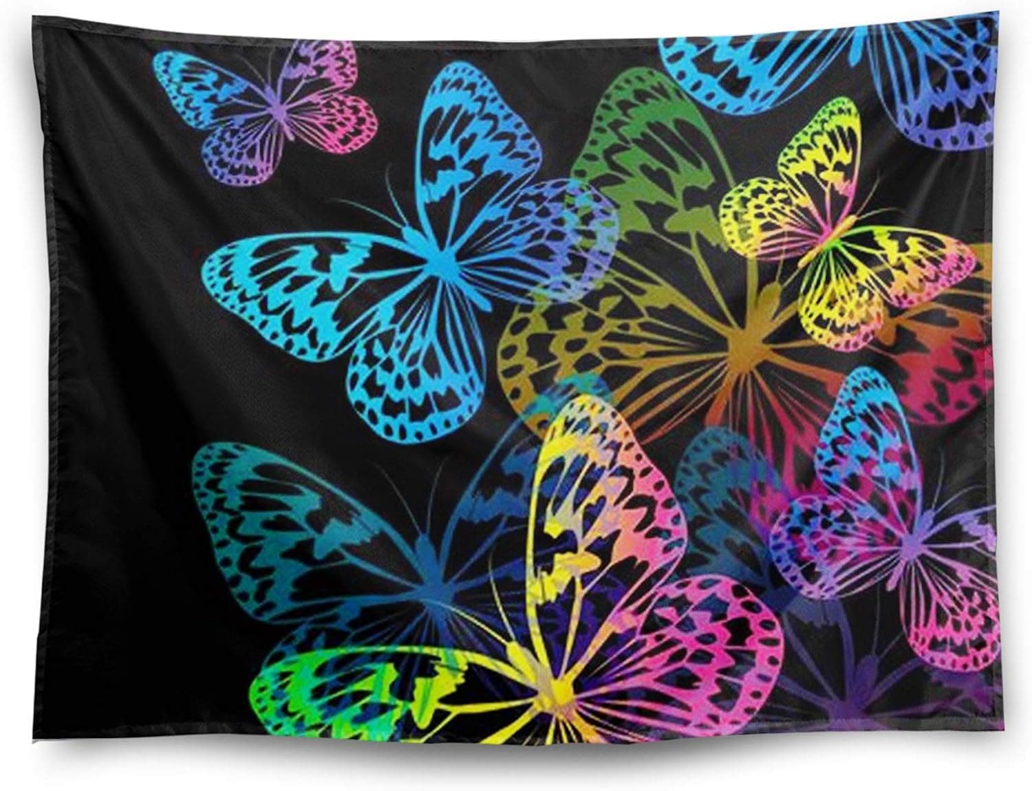 Butterfly Tapestry Wall Tapestry for Bedroom Colorful Butterfly Tapestry Black Art Tapestry Background Hippie Simple Modern Kitchen Decor Room Decor Living Room Wall Decor Wall Blanket(80"x60")