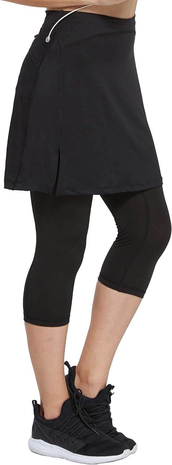 slimour Women Golf Skirt with Leggings Capri Skirt Leggings with Pockets Skirted Leggings Black S