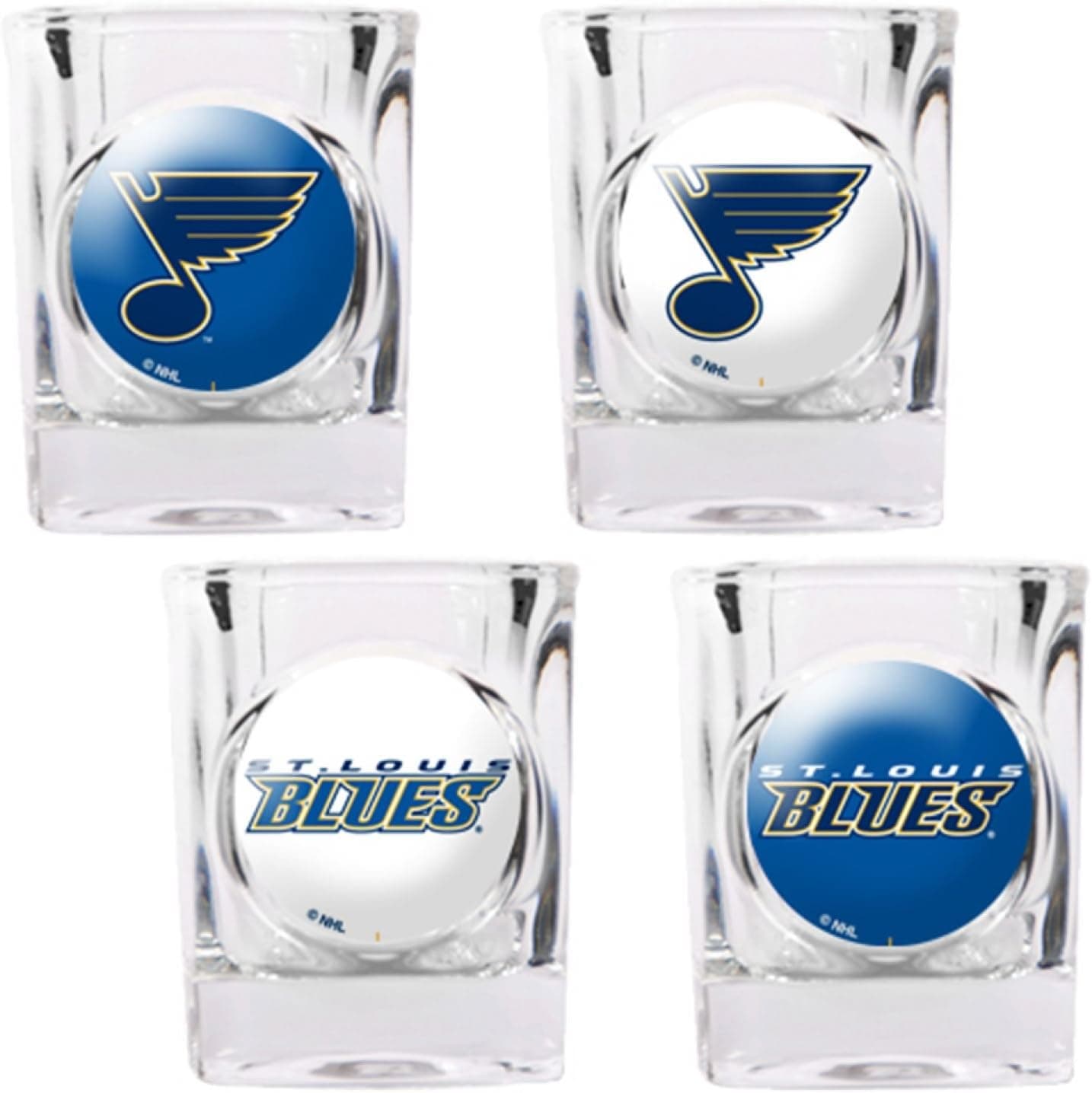 NHL St. Louis Blues Four Piece Square Shot Glass Set (Individual Logos)