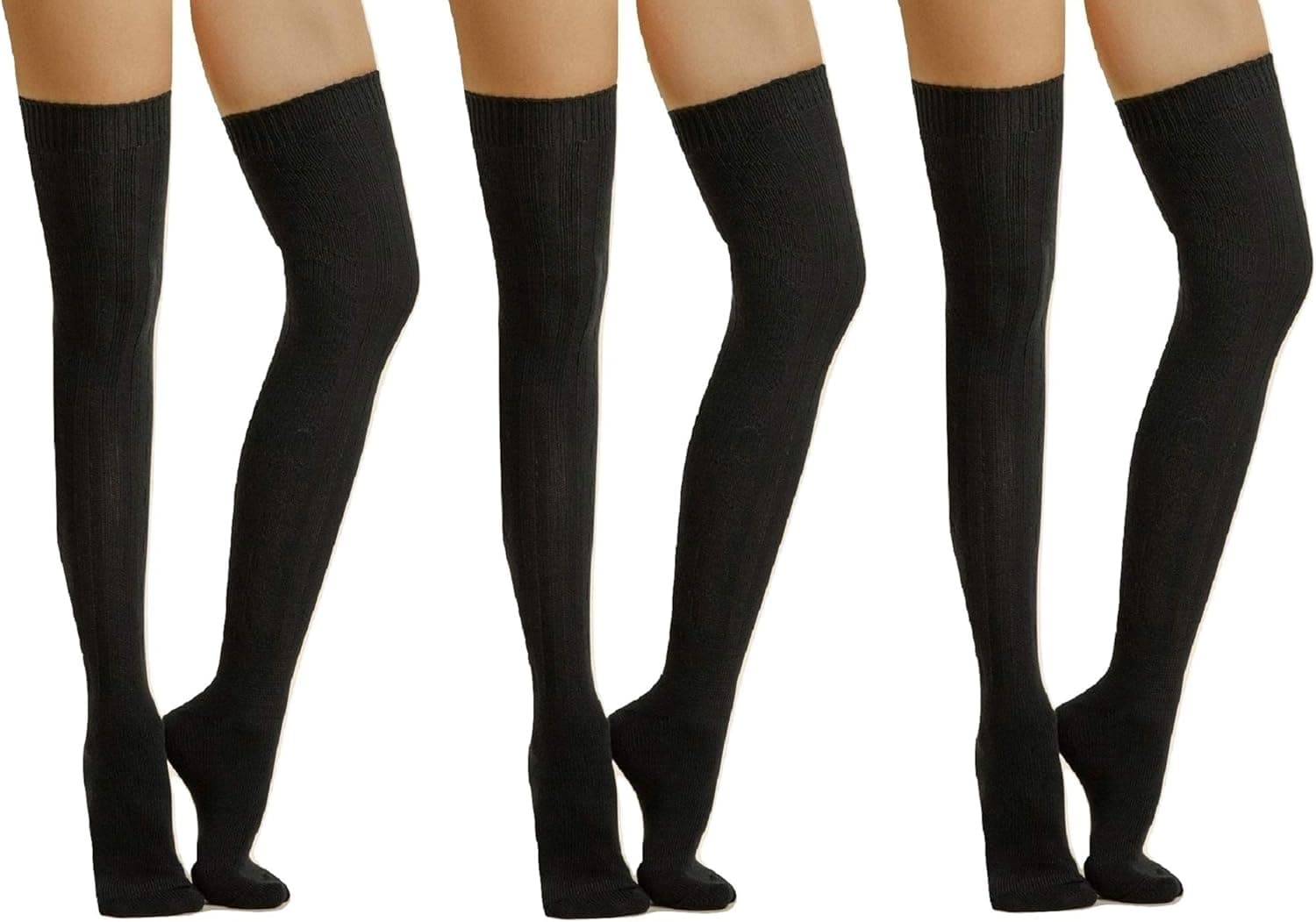 I&S Women's Cable Knit Over the Knee High Socks Fashion Style Thigh Boot Length Socks - 3 Pairs