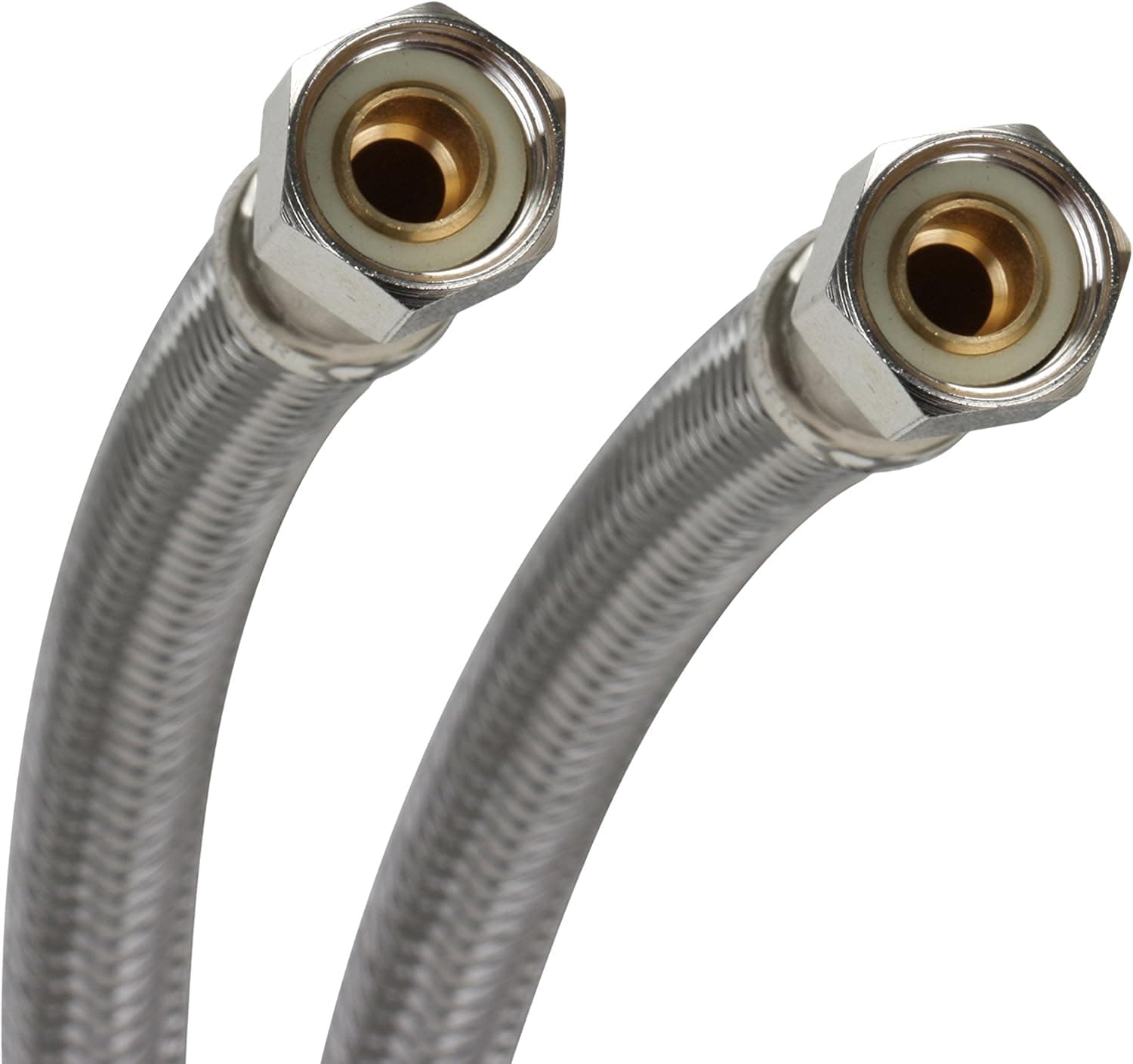 Fluidmaster B6F16 Faucet Connector, Braided Stainless Steel - 3/8 Female Compression Thread x 3/8 Female Compression Thread, 16-Inch Length