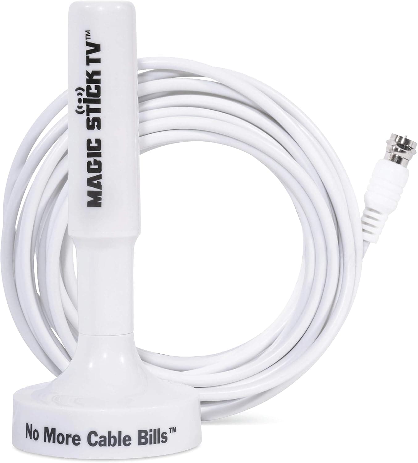 Magic Stick TV MS-50A Model - Antenna TV Digital HD for Indoor and Outdoor - Built in Amplified Signal Booster Antenna for Digital HDTV 1080P HD Channels, 16.5ft Cable, White