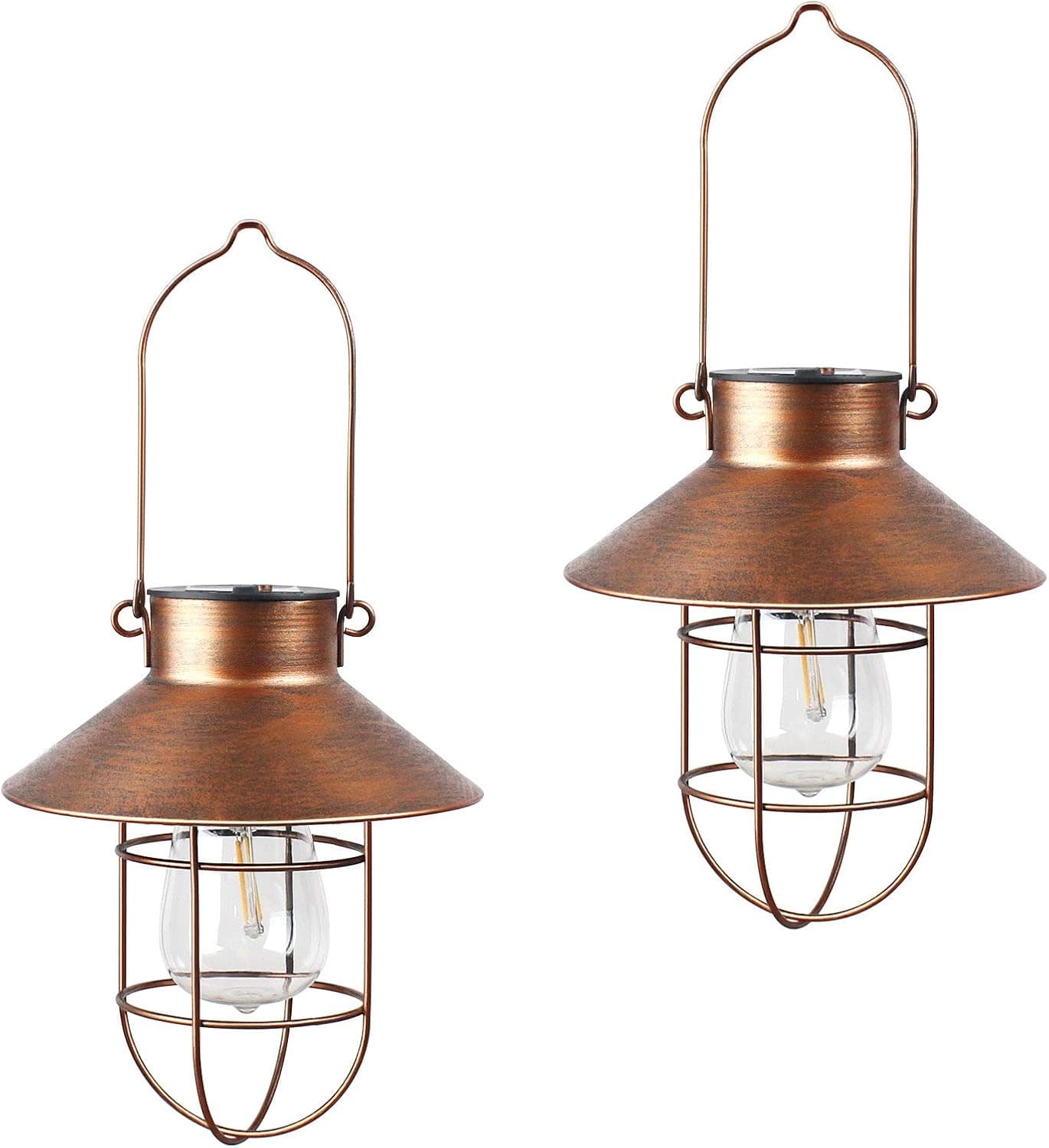 BRIAN & DANY Solar Lantern, Outdoor Waterproof Solar Garden Lantern for Patio Backyard, Copper