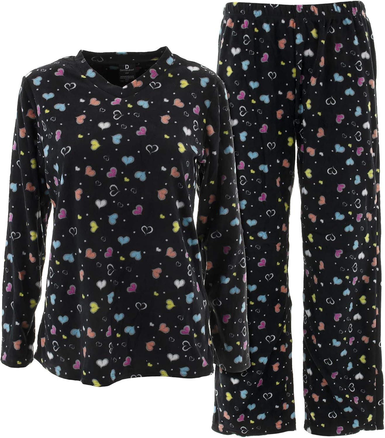 Donna L'oren Women's Fleece Pajamas Set Giftable Coral or Micro Fleece Warm Plus