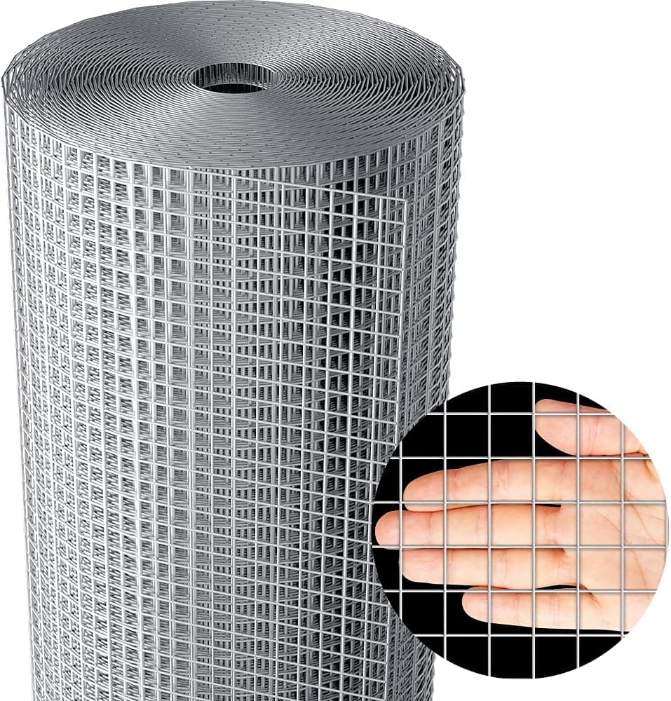 AMAGABELI GARDEN & HOME Hardware Cloth 48inch x 100ft 1inch 17Gauge Galvanized Before Welding Square Wire Diameter Wire Mesh Fence Roll Vegetables Netting Rabbit Chicken Coop Animal Enclosure BG301