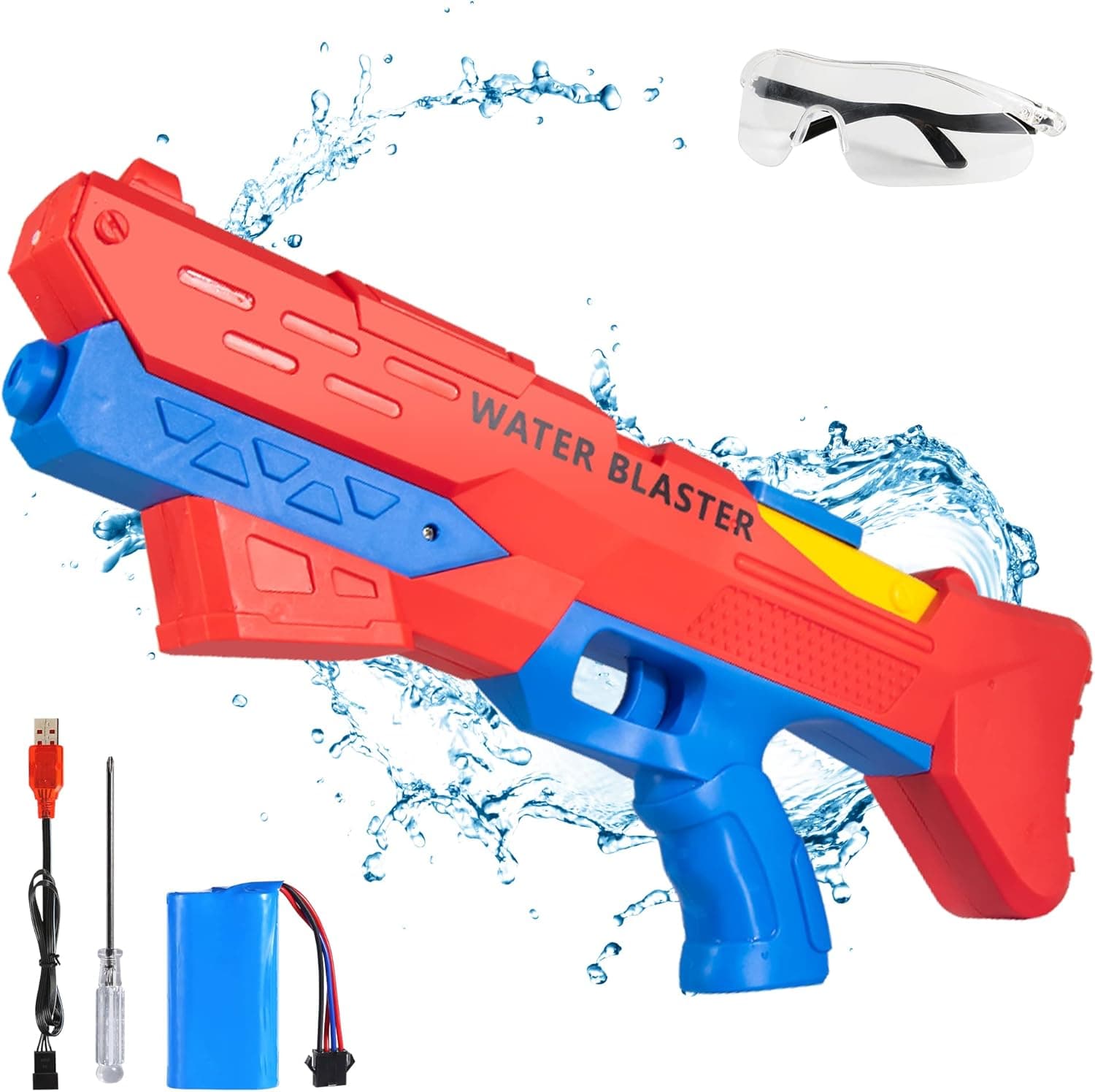 Electric Water Gun, Squirt Guns up to 32 FT Long Range, Automatic Waterproof Soaker Gun with 300CC for Kid & Adult, Pool Water Guns for Outdoor Water Shooting Game (Red)