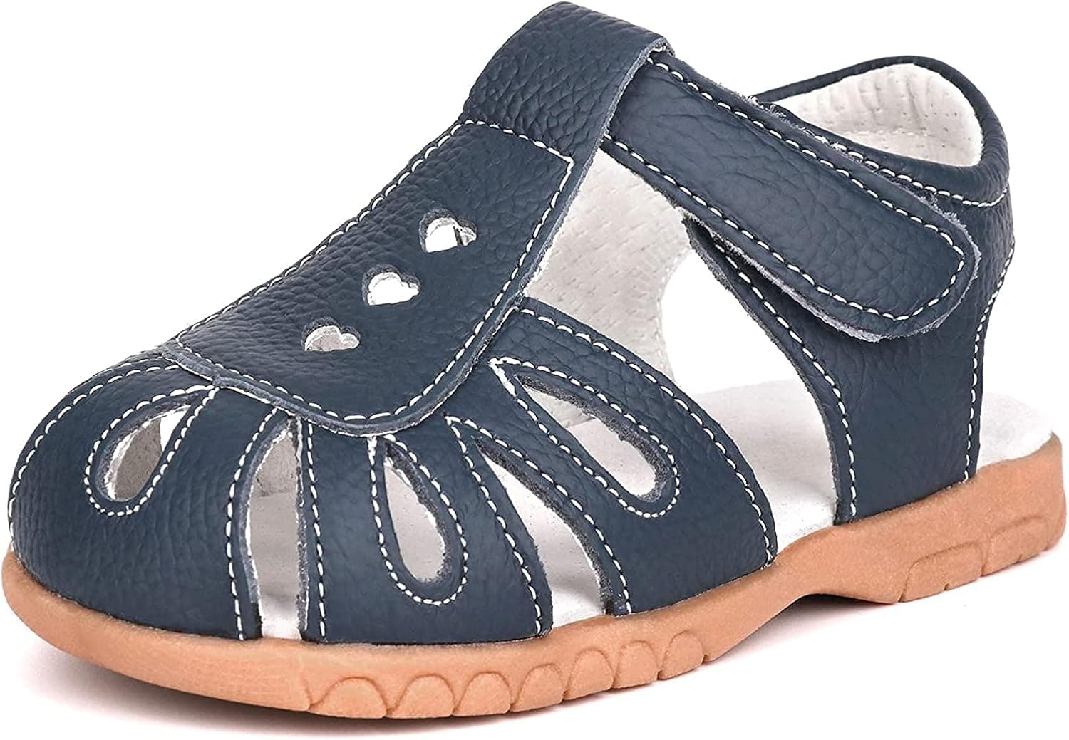 Femizee Girls Genuine Leather Soft Closed Toe Princess Flat Shoes Summer Sandals(Toddler/Little Kid)