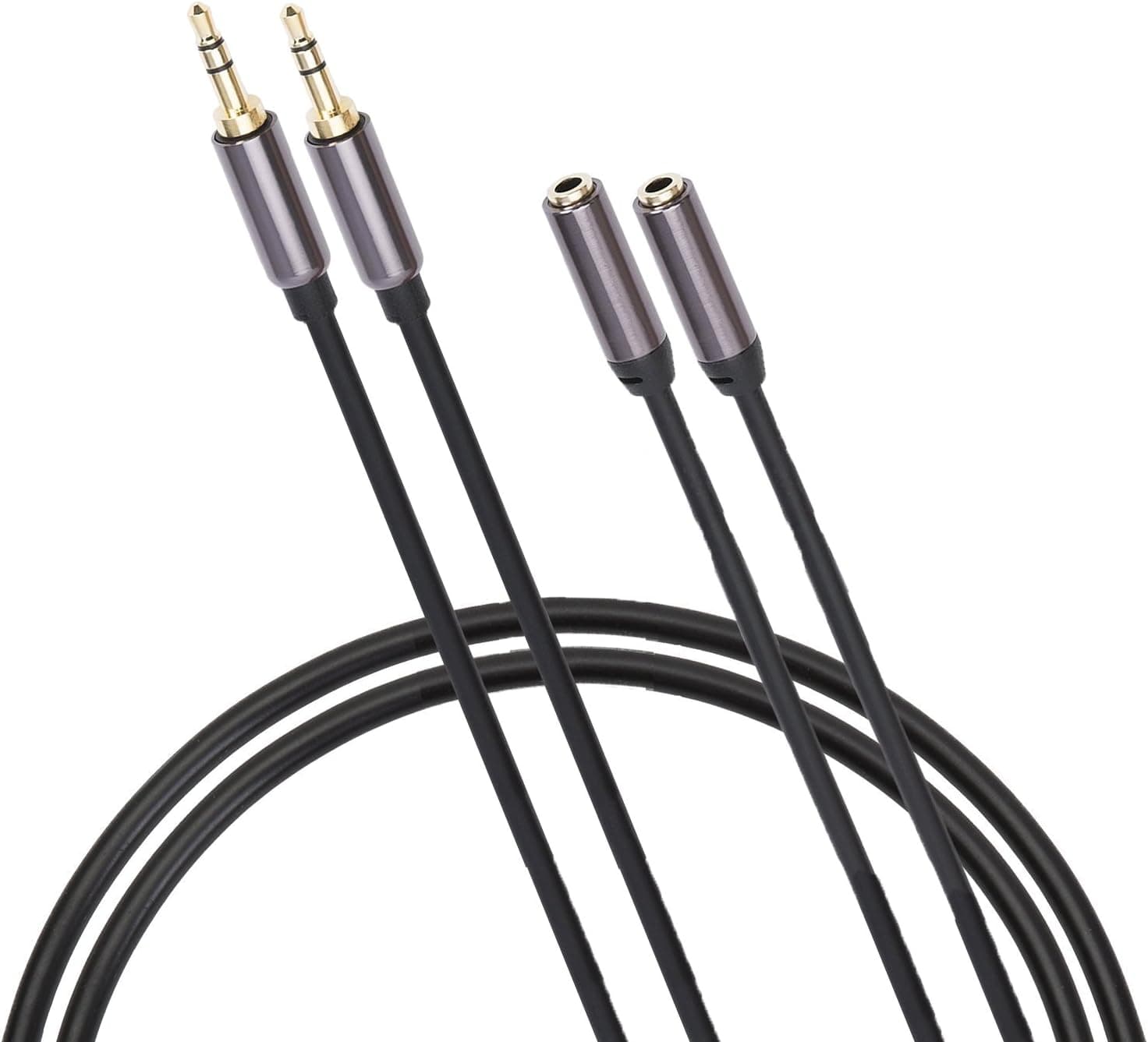 2 Pack - 3.5mm (1/8" TRS Mini-Stereo AUX) Stereo Audio Extension Cable - Male to Female Step-Down Design Made to Fit in Devices/Smartphones w/a Case – 2 Ft