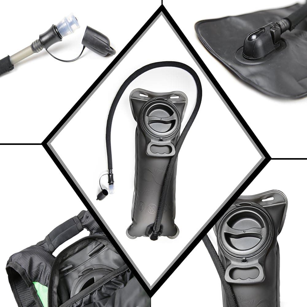 Hydration Pack Bladder- 2.0L TPU Leak Proof Water Reservoir- Extra Large 3.5” Opening For Easy Cleaning Silicon Bite Tip & Sliding Shut Off Valve- Neoprene Insulated Hose