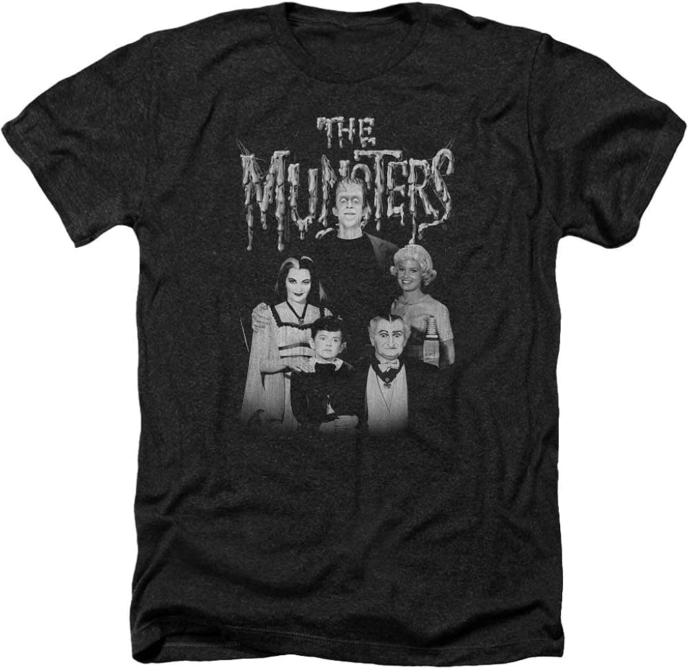 Munsters Family Portrait Mens Heather Shirt Black Xl