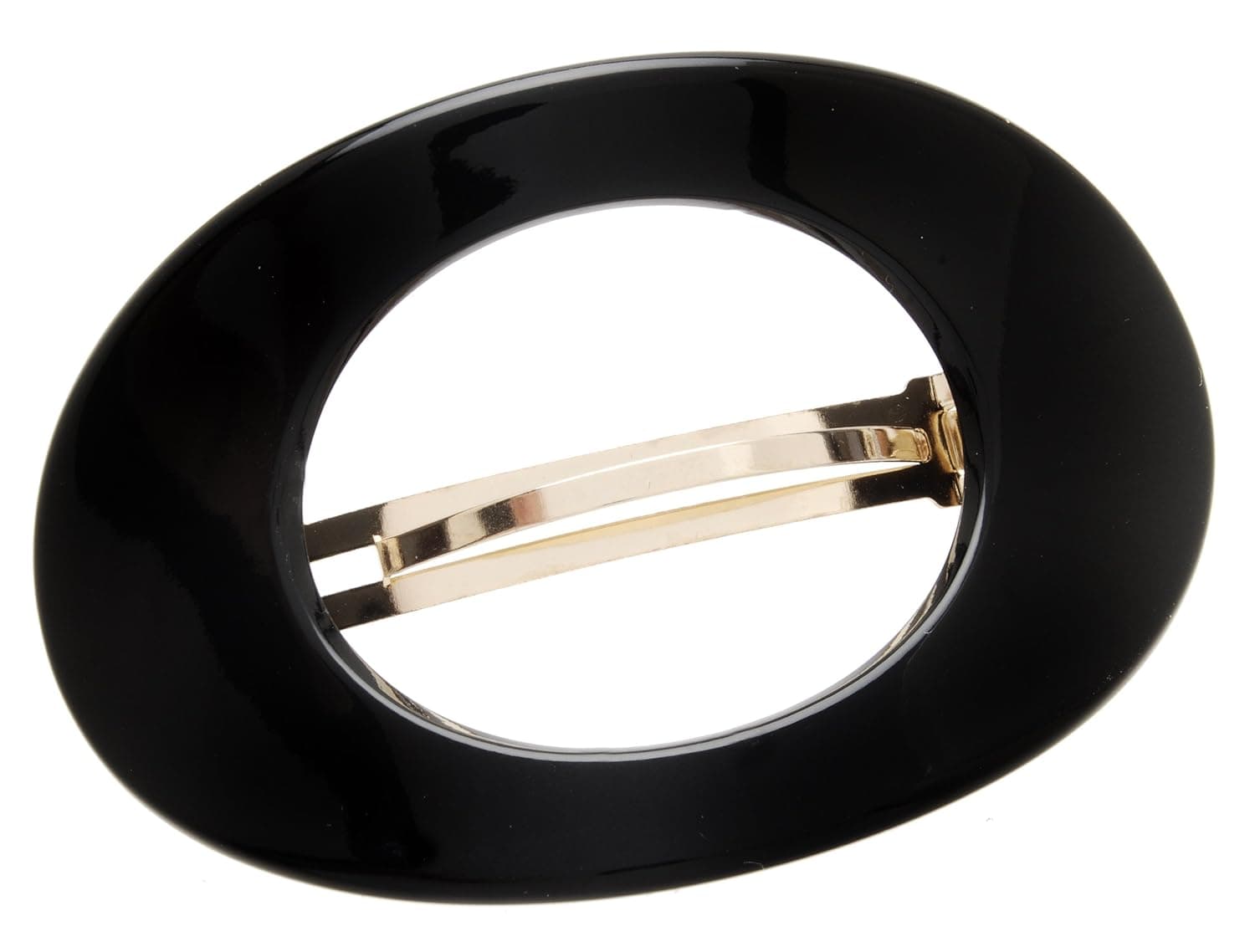 France Luxe Large Cutout Oval Barrette - Black
