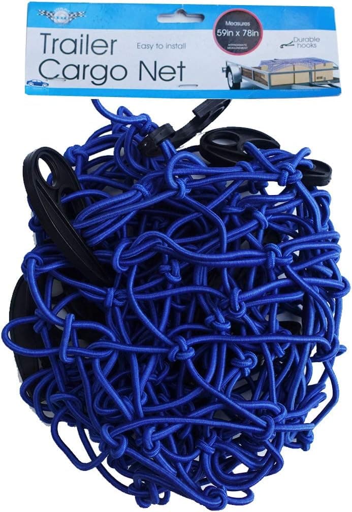 Truck/Trailer Cargo NET with Hooks – Ideal for The Back of Your Pickup Truck – Heavy Duty mesh Material Stretches and is Adjustable – Elastic Bungee Cords Included - Measures Approximately 59"x78"