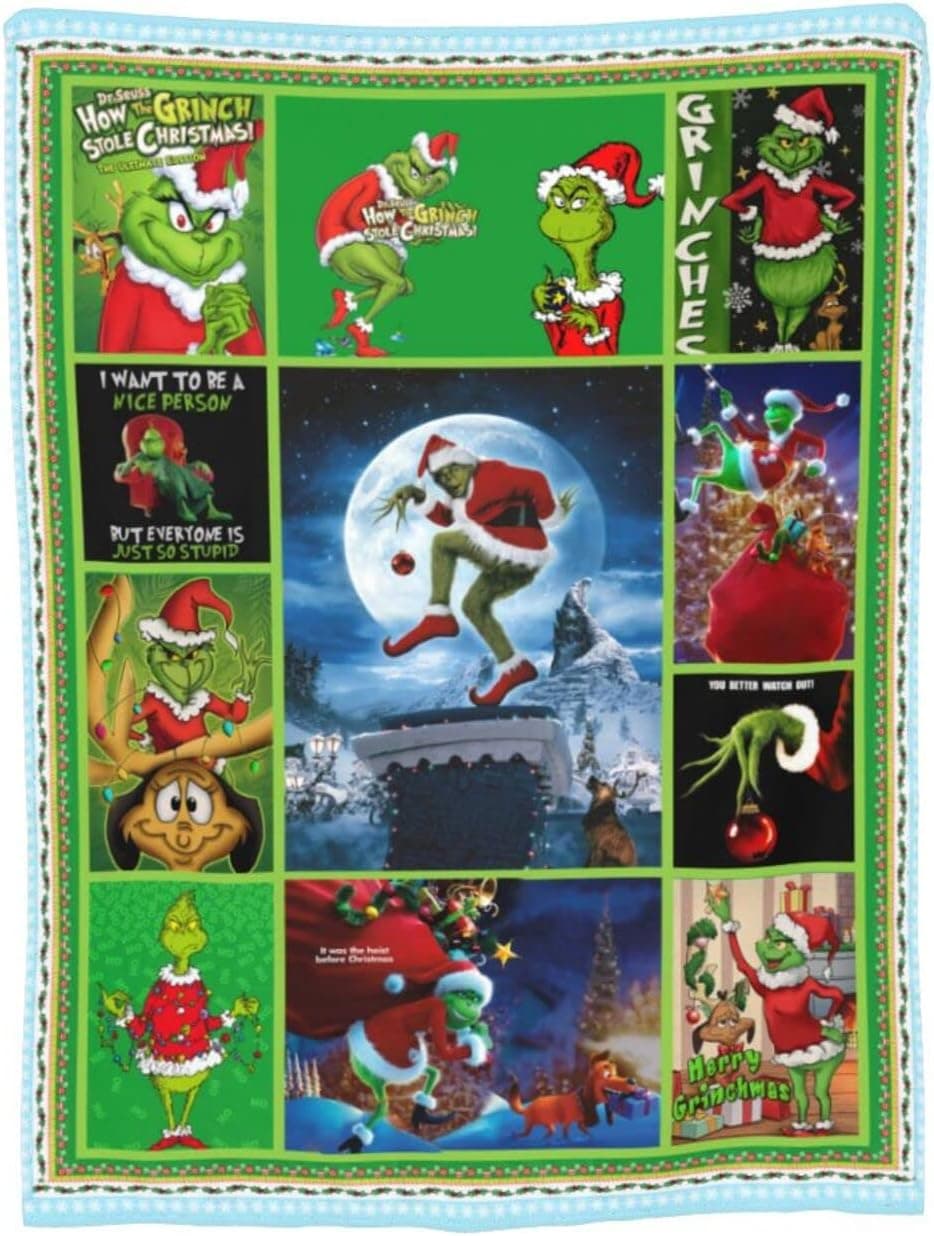 Christmas Flannel Fleece Blanket, Ultra-Soft Cozy Wrinkle Resistant Flannel Blankets Xmas Throw Christmas Blanket Bed Fleece Throw Home Decor for Office Couch Bed Sofa Travel 50"x40"
