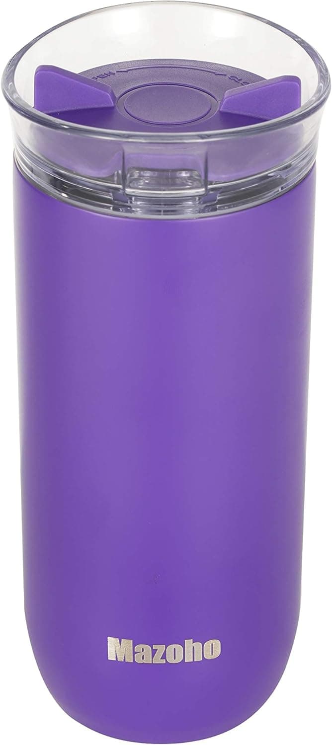 Mazoho 17 oz Stainless Steel Tumbler with lid,Durable Double wall Vacuum Insulated tumbler cup,travel coffee mug With Splash Proof Sliding Lid,Thermal Cup Keep Cold & Hot Drinks