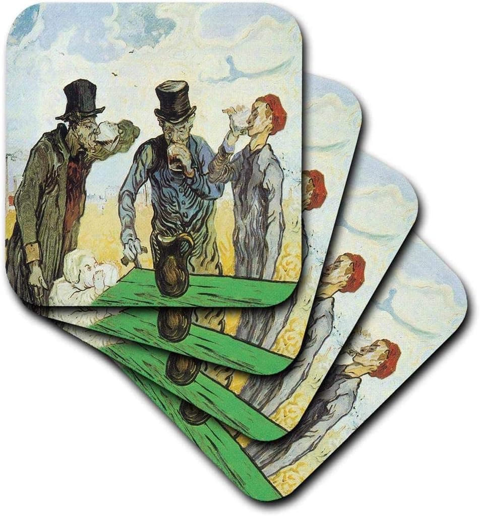 3dRose CST_128163_3 The Drinkers by Vincent Van Gogh Ceramic Tile Coaster (Set of 4)