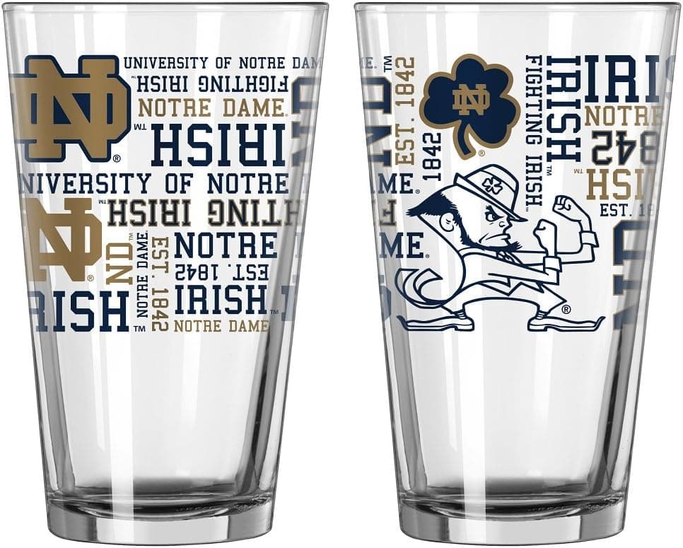 Notre Dame Fighting Irish NCAA College 2pk Bundle Set Spirit Pint Glasses Glass