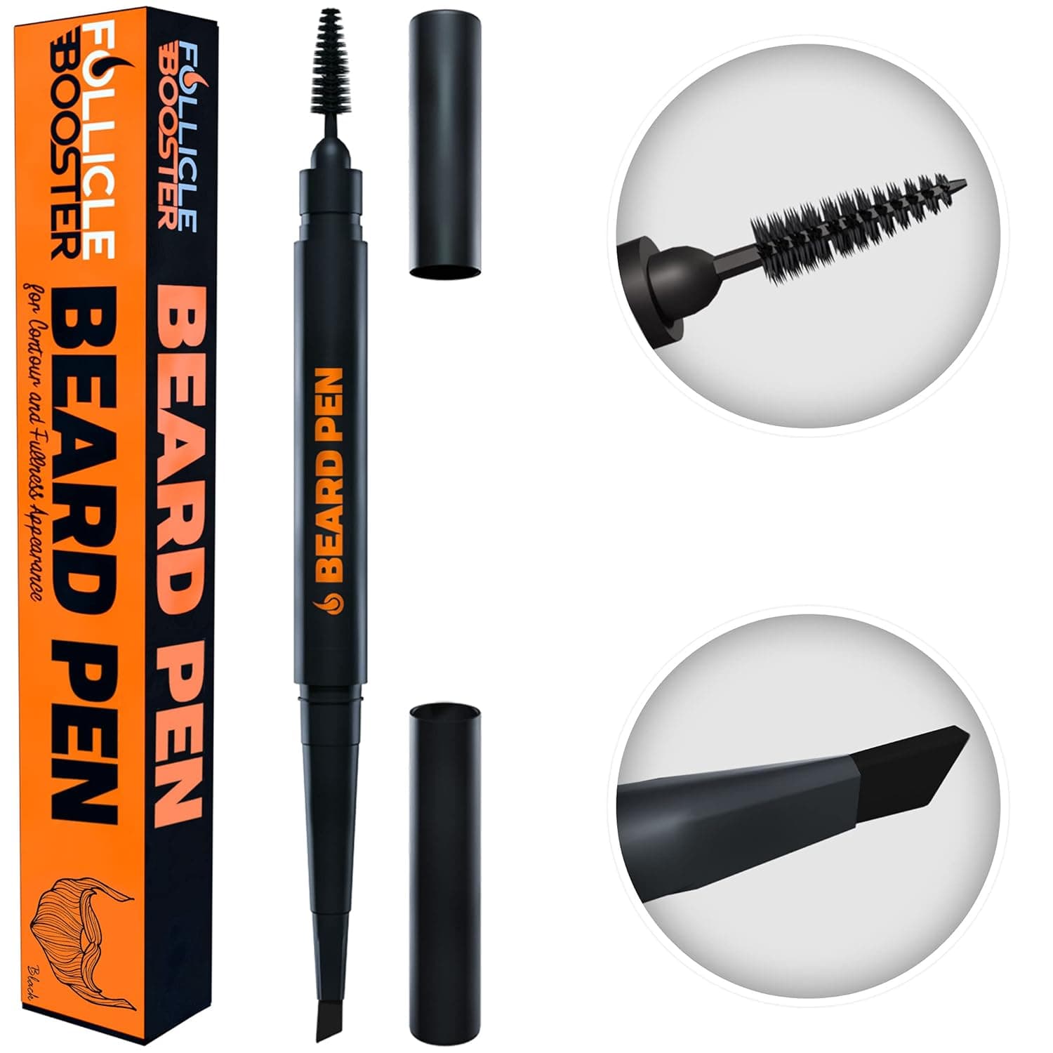 Beard Pen Filler - Light Brown 1 Pack - Barber Styling Pencil with Brush - Waterproof Proof, Sweat Proof, Long Lasting Solution, Natural Finish - Cover Facial Hair and Scalp Patches Like a Pro