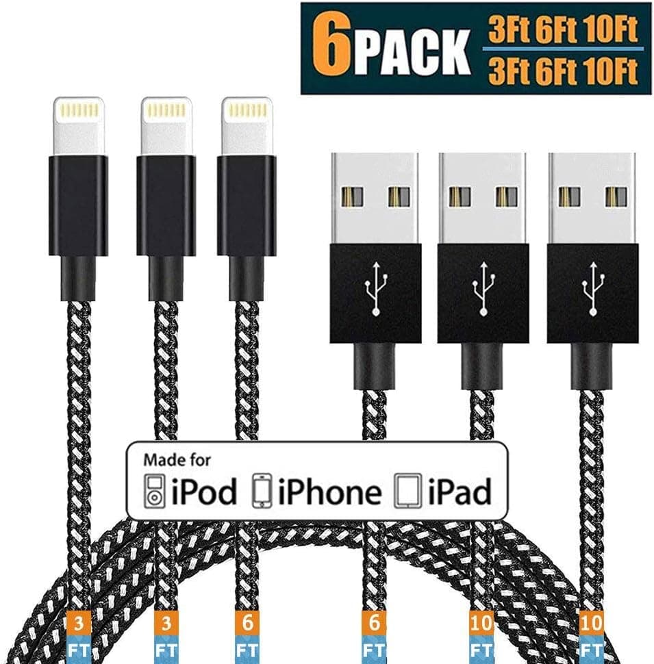 JR TECHNIK Lightning Cable, MFi Certified iPhone Charger Cable Nylon Braided USB Charging & Syncing Cable Compatible with iPhone XS MAX XR X 8 8 Plus 7 7 Plus 6s 6s Plus 6 6 Plus and More