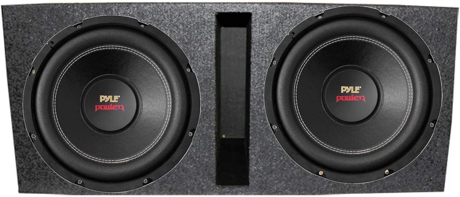 Pyle PLPW12D 12" 3200W 4-Ohm DVC Car Subwoofer Sub 2 Pack w/ DVC 4 Ohm Impedance, Black Steel Basket, & Non Press Paper Cone and Dual Ported Enclosure