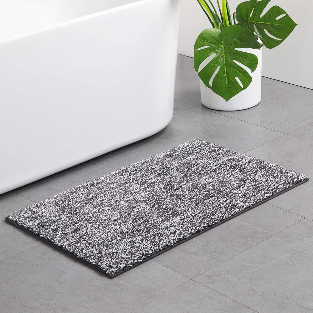 NeatBlanc Bathroom Rug 31x20, Soft Microfiber Bath Mat Non-Slip Absorbent Machine Washable Plush Carpet for Tub, Shower and Bathroom (Dark Gray)