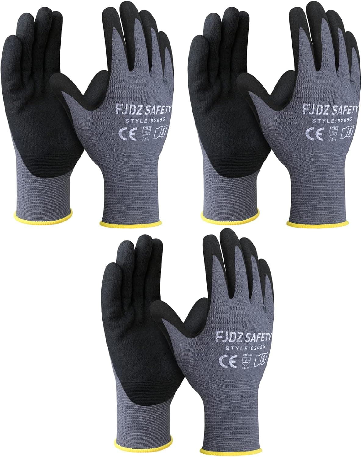 FJDZ SAFETY Nitrile Micro-foam Palm-Coated 15 Gauge Seamless Nylon Work Gloves with Non-slip Grip for Construction,Warehouse