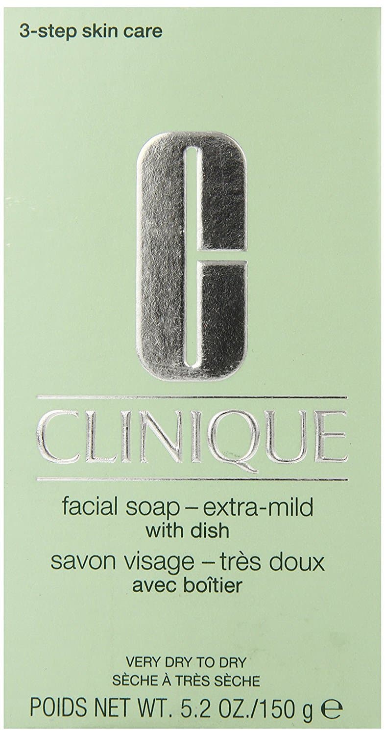 Clinique Facial Extra Mild Soap with Dish for Unisex, Very Dry to Dry Skin, 5.2 Ounce