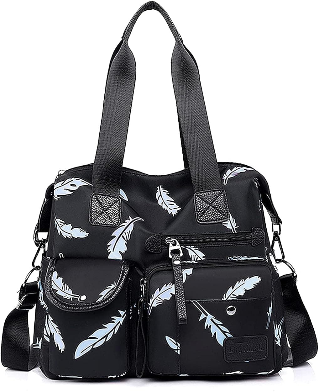 Women Lightweight Nylon Tote Bag Multiple Pockets Top Handle Handbag Ladies Purse Work Totes Travel Crossbody Shoulder Bag