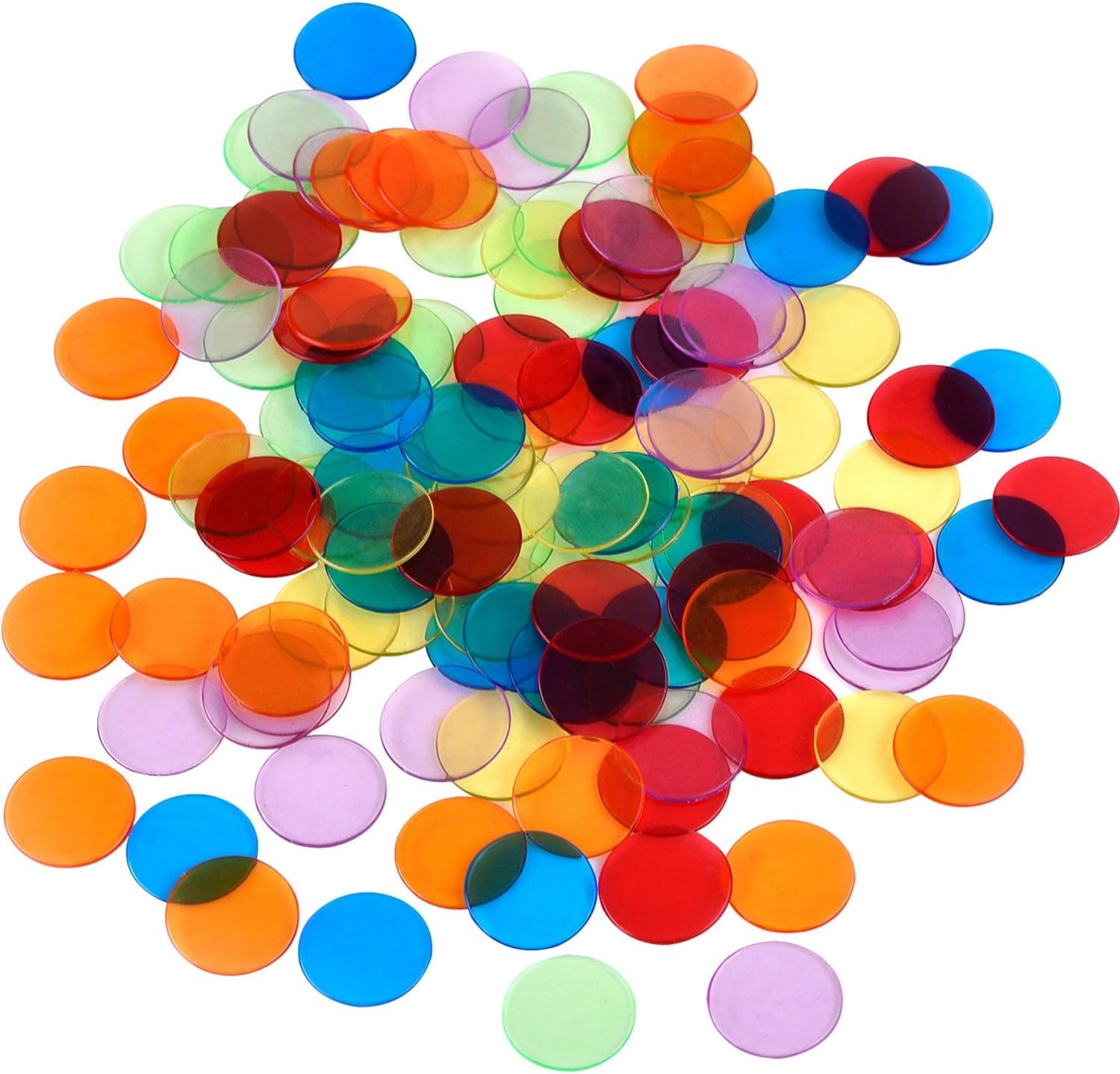 Shappy 120 Pieces Transparent Color Counters Counting Bingo Chips Plastic Markers with Storage Bag (Multicolored)