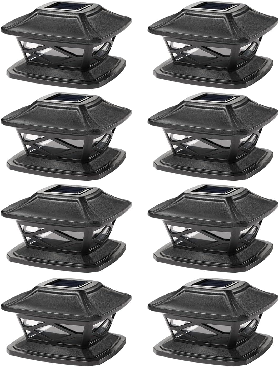 TWINSLUXES Solar Post Lights Outdoor 2 Modes Waterproof LED Solar Fence Cap Light for 3.5x3.5 4x4 5x5 and 6x6 Post in Patio,Deck Walkway and Garden Decoration.(8 Pack)…