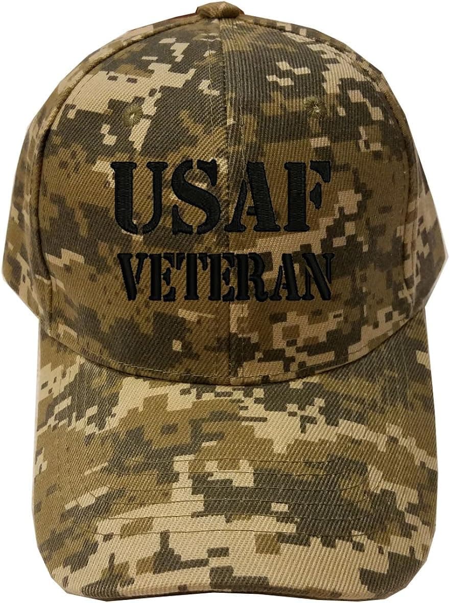 MILITARY Text USAF U.S. Air Force Veteran Digital Camo Baseball Cap Hat