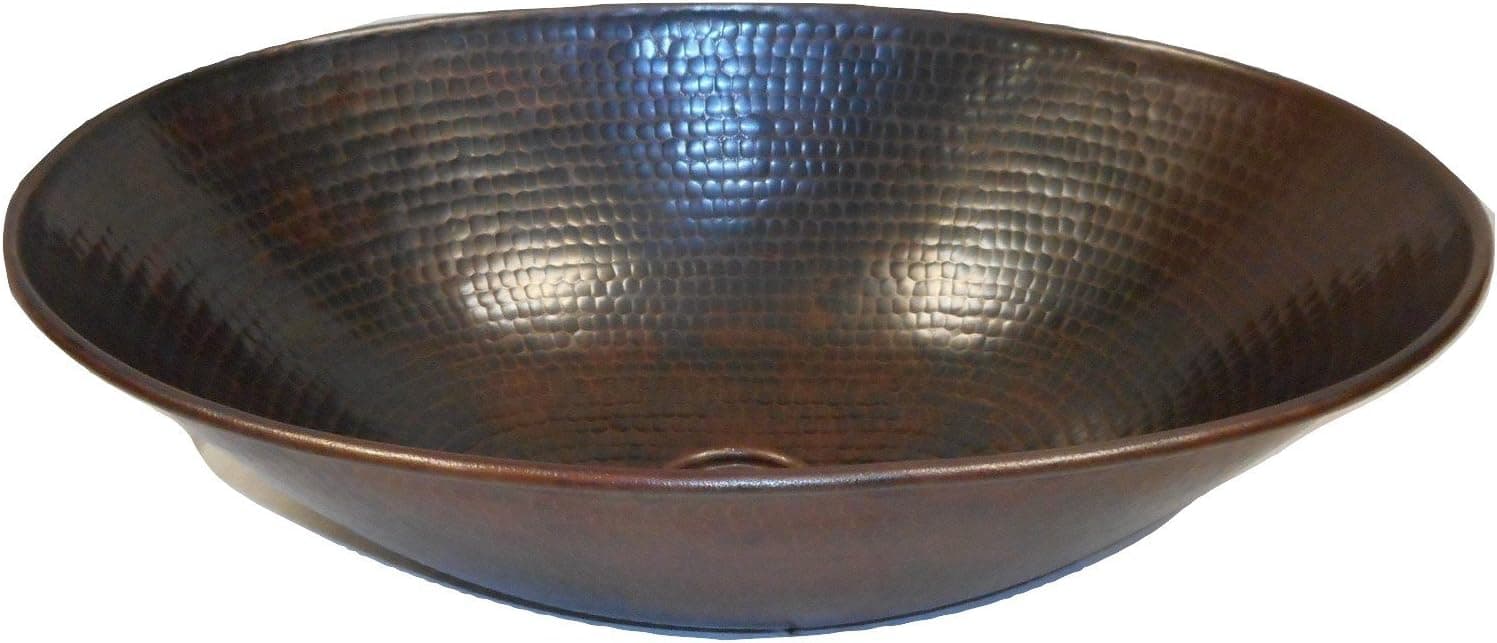 SimplyCopper 17" Oval Copper Vessel Bath Sink Hand Hammered