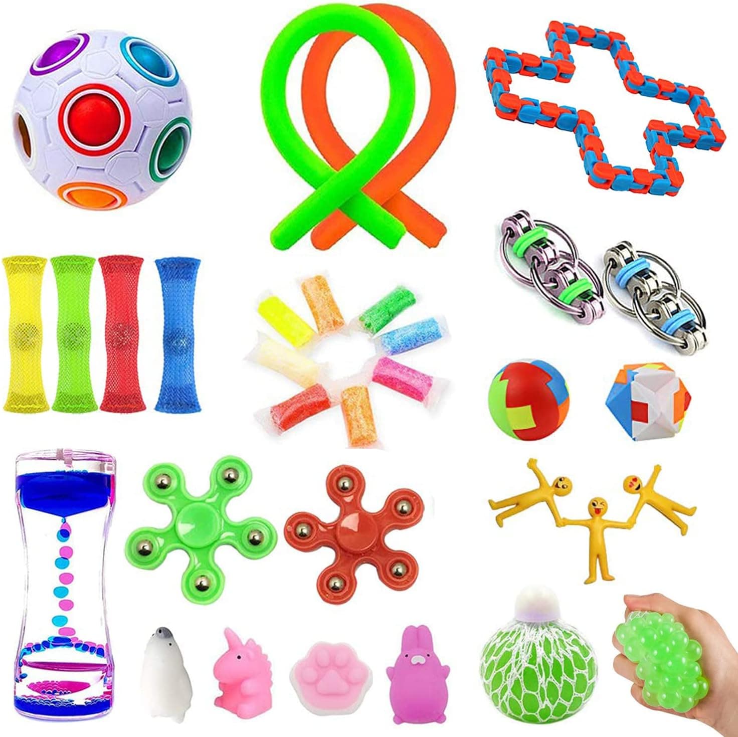 ChicFunhood 32 Pack Sensory Fidget Toys Set，Stress Relief Hand Toys for Adults Kids, Perfect for Birthday Party Favors, School Classroom Rewards, Pinata Goodie Bag Fillers