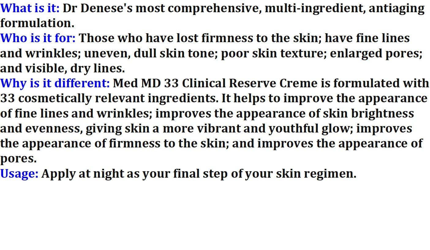 Med MD 33 Clinical Reserve Creme (1.7 oz)
