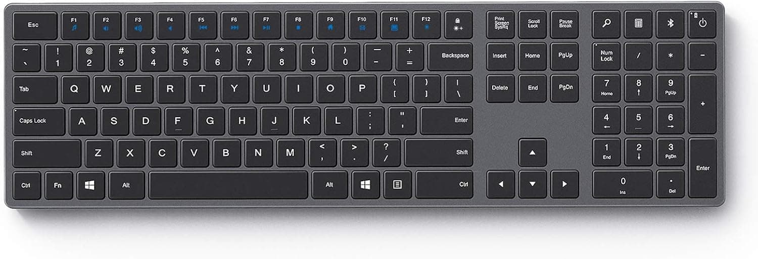 Seenda Wireless Keyboard - Universal Bluetooth Rechargeable Wireless Keyboard with Number Pad Full-Size Ergonomic Slim Quiet Design for Windows Android Computer Desktop PC Laptop Surface Smart TV