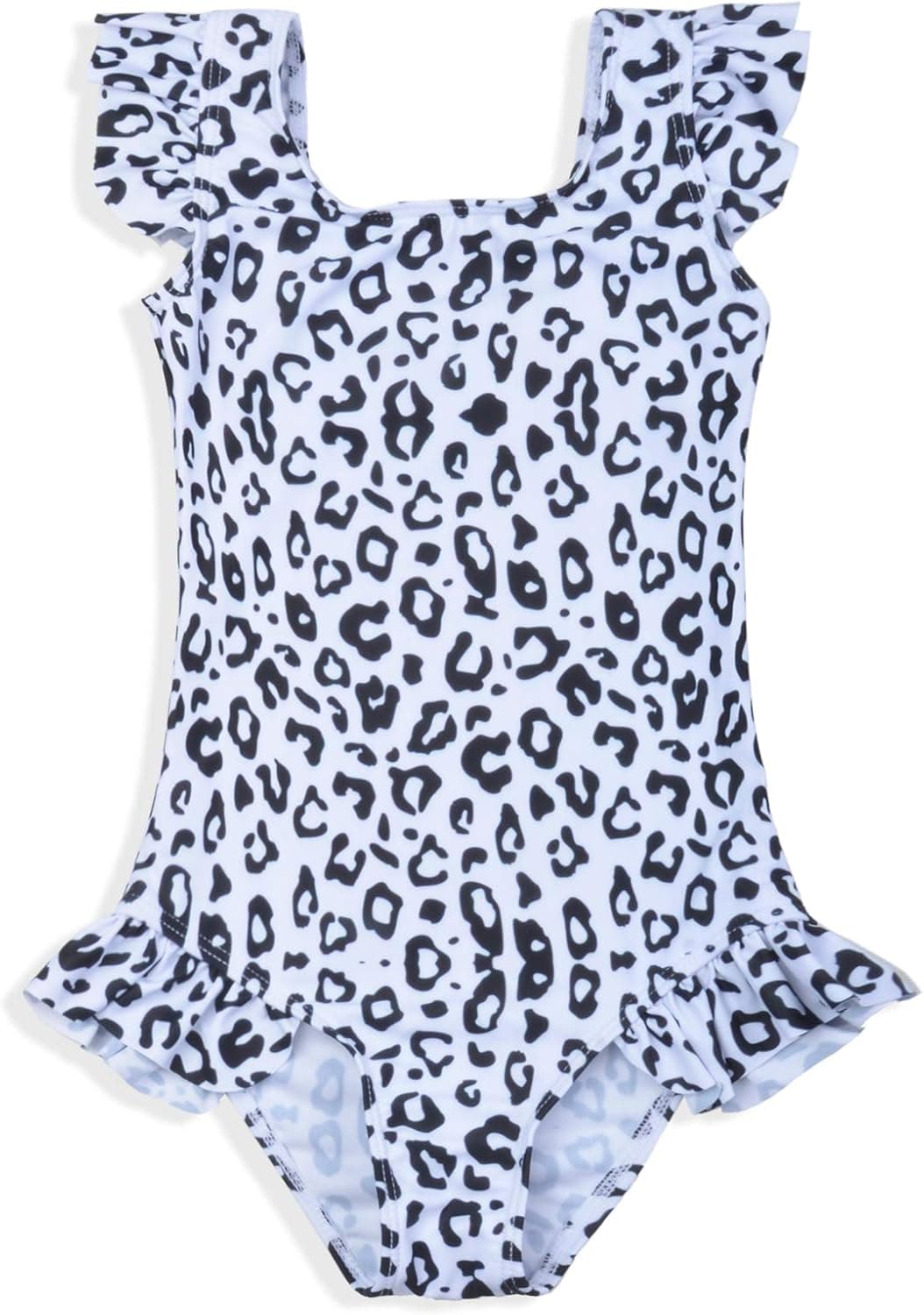 Fiodrimy Little Girls One Piece Swimsuit Leopard Swimwear Ruffle Swim Dress Beachwear Bathing Suit (4-5T, Leopard)