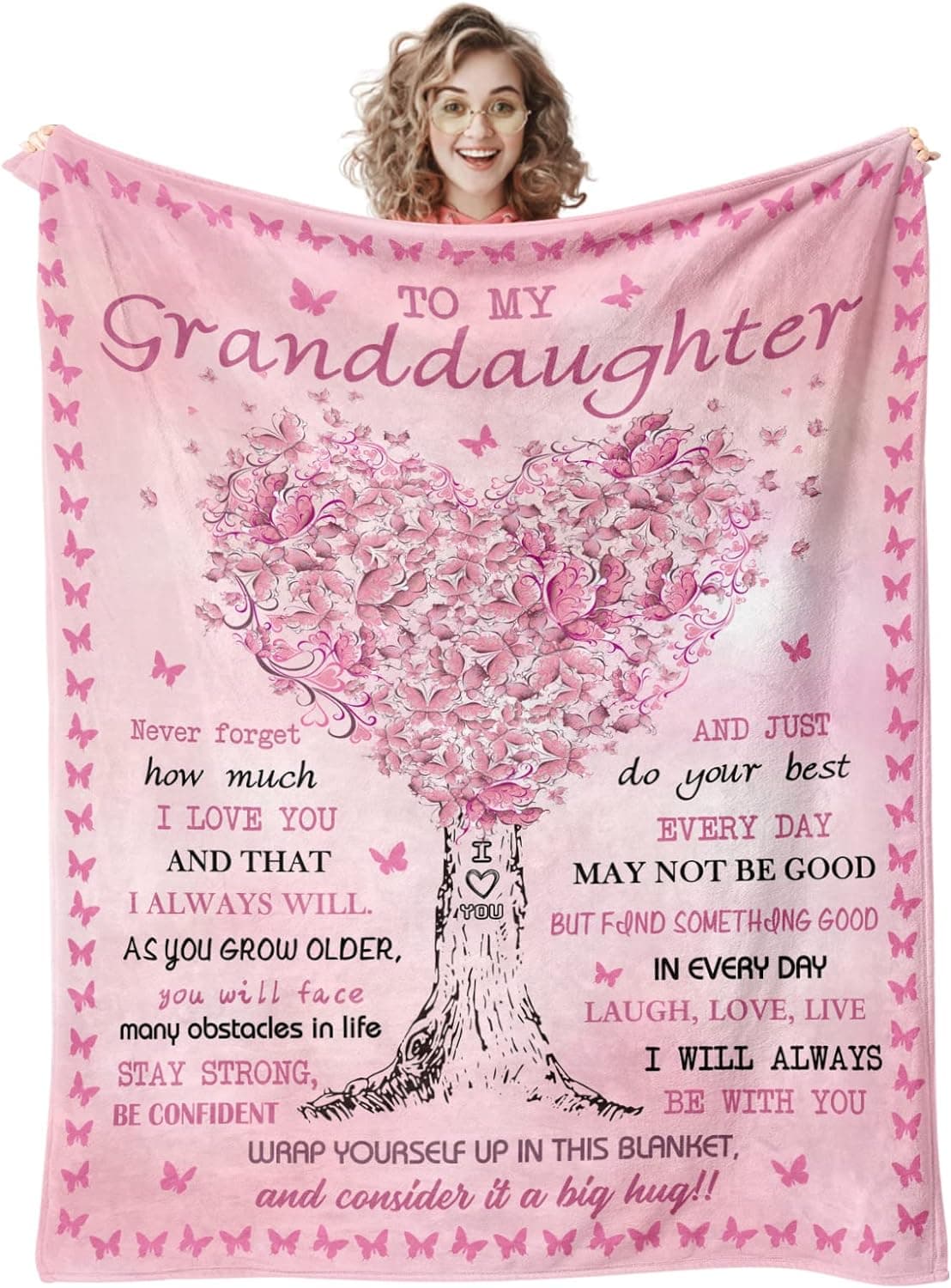 Granddaughter Gifts from Grandma, Granddaughter Gifts Blanket, Gifts for Granddaughter, Birthday Anniversary Graduation Gift for Granddaughter from Grandparents, to My Granddaughter Blanket 50''x60''