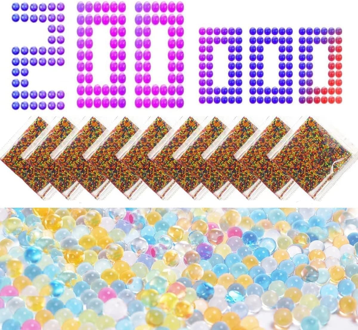 Water Gel Balls Beads Refill Ammo (7-8 mm, 20 Pack, 10000 Pcs Per Pack, Mix Color) - Non-Toxic Gel Splatter Ball Blaster Bullets for Splatter Ball Gun Eirpoot