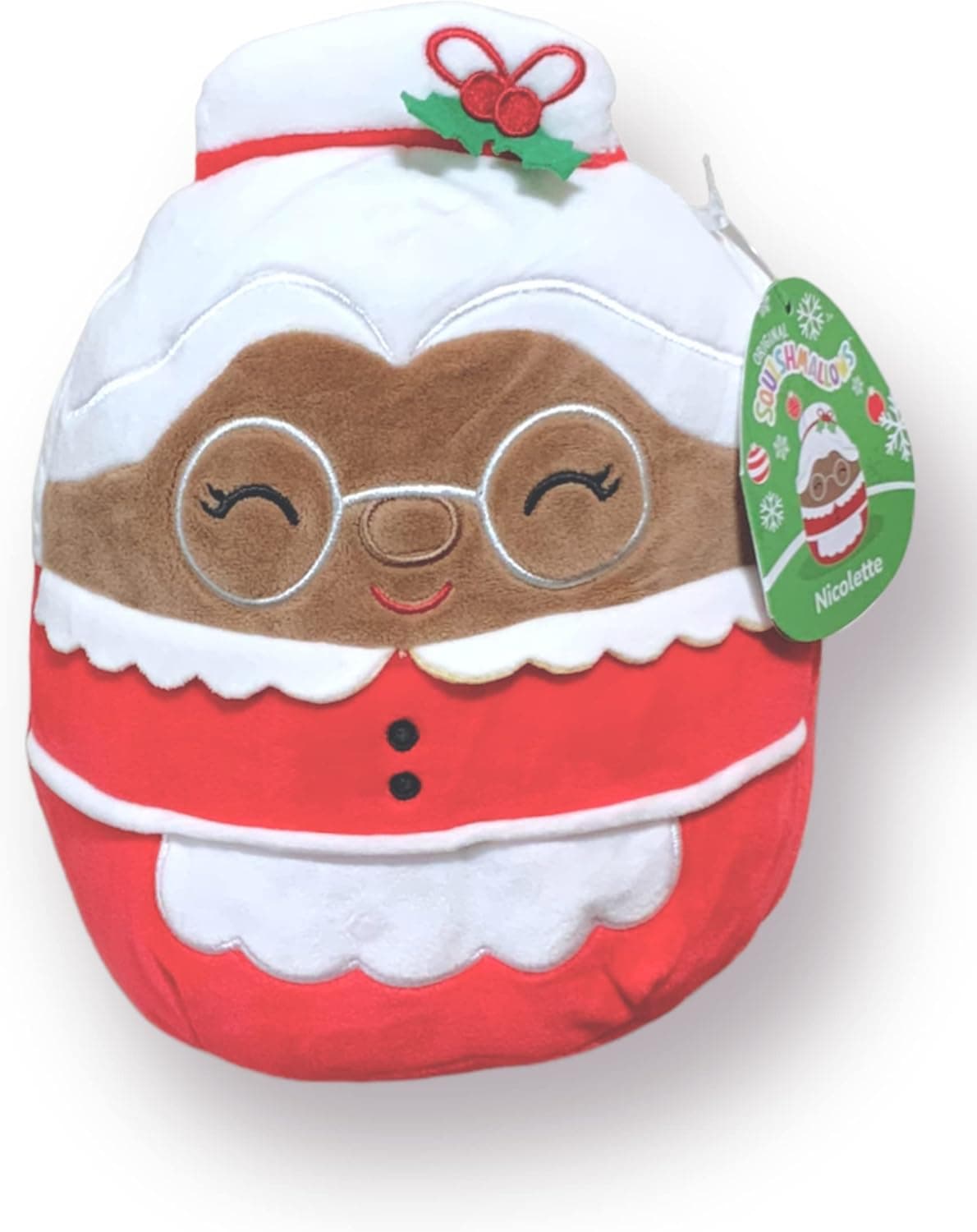 Squishmallows 8 Inch Nicolette Mrs. Claus (African American) - Christmas Holiday 2022 Winter Squad Collection - Super Soft Plush Official Kellytoy