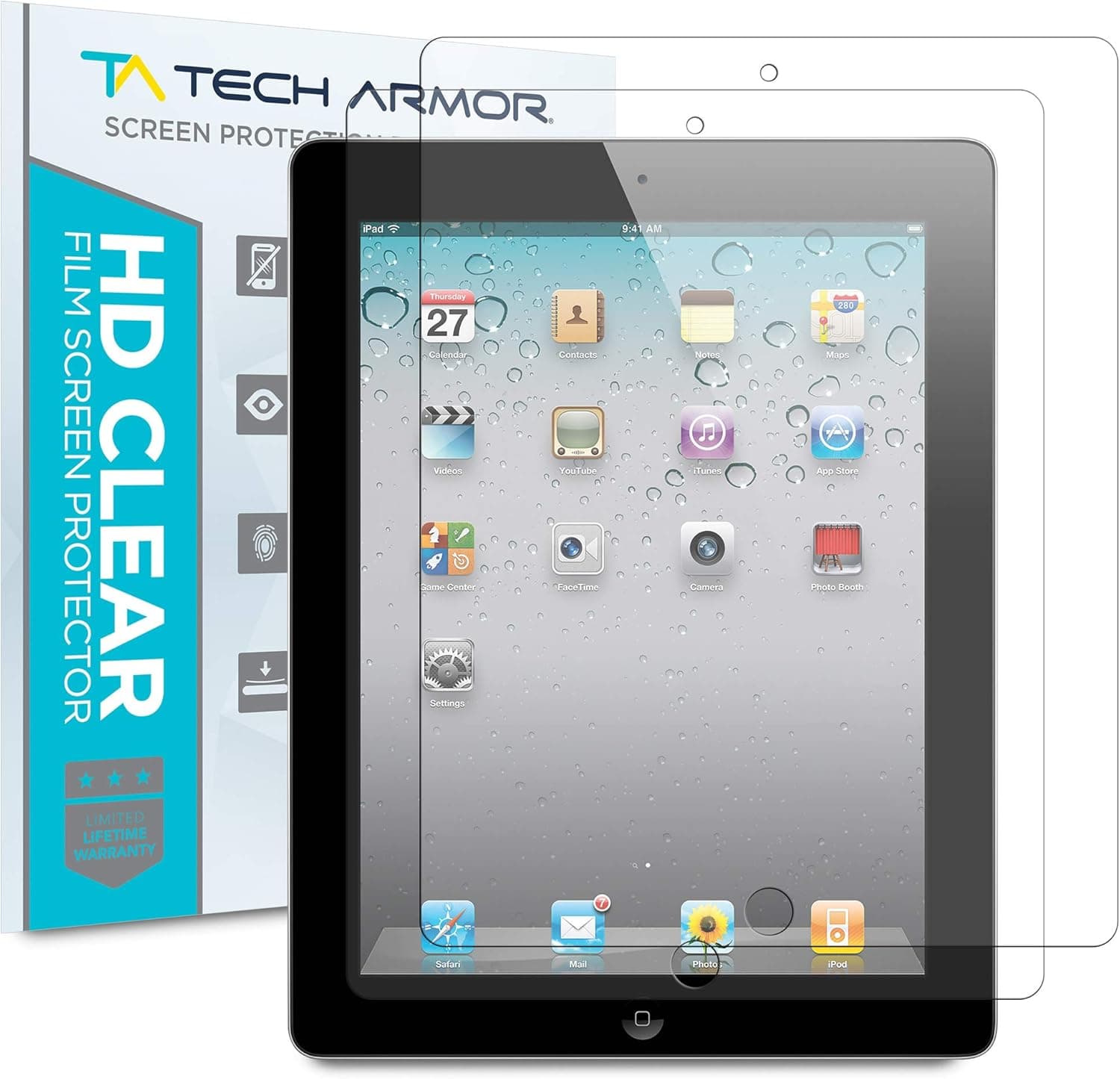 Tech Armor Apple iPad 4, 3 & 2 [NOT FOR NEW IPAD AIR] High Defintion (HD) Clear Screen Protectors -- Maximum Clarity and Touchscreen Accuracy [2-Pack]