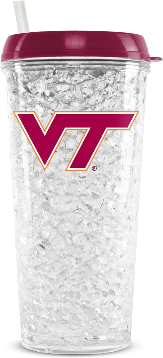 NCAA Virginia Tech Hokies 16oz Crystal Freezer Tumbler with Lid and Straw