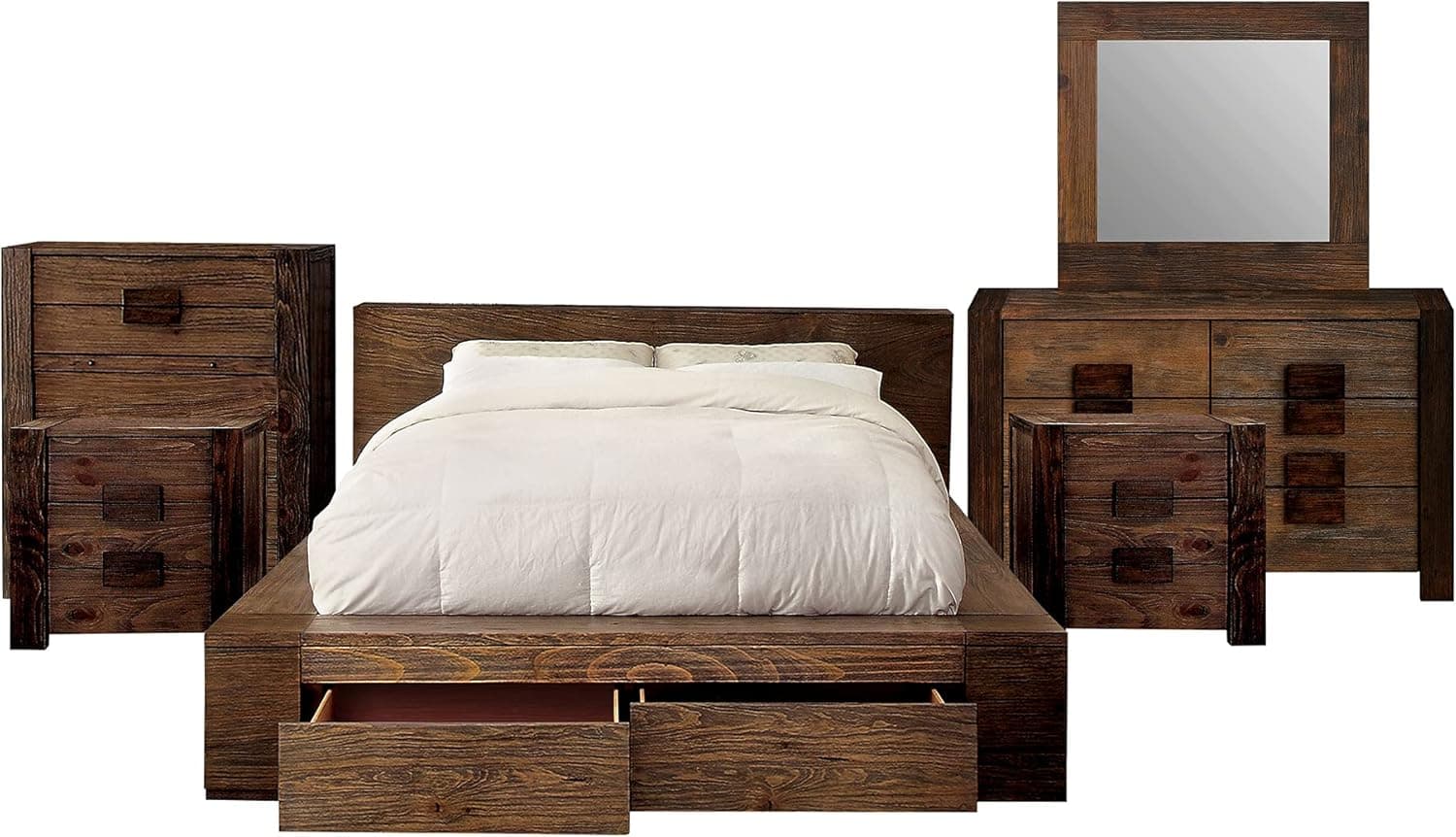 247SHOPATHOME Bedroom set, California king, Walnut