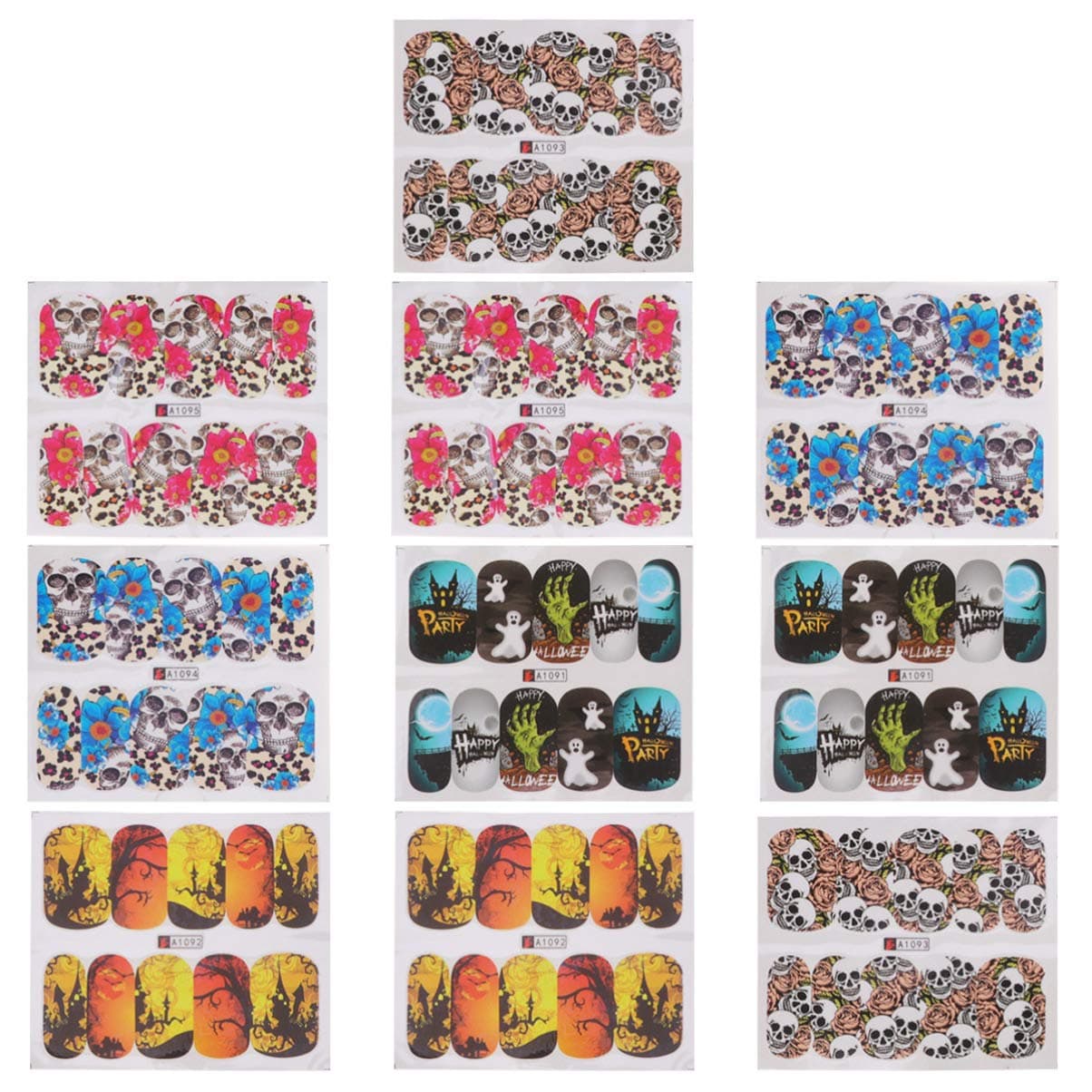 Lurrose 10 pcs Halloween Nail Stickers,Pumpkin Nail Wraps Nail Art Polish Sticker Strips for Women Girl