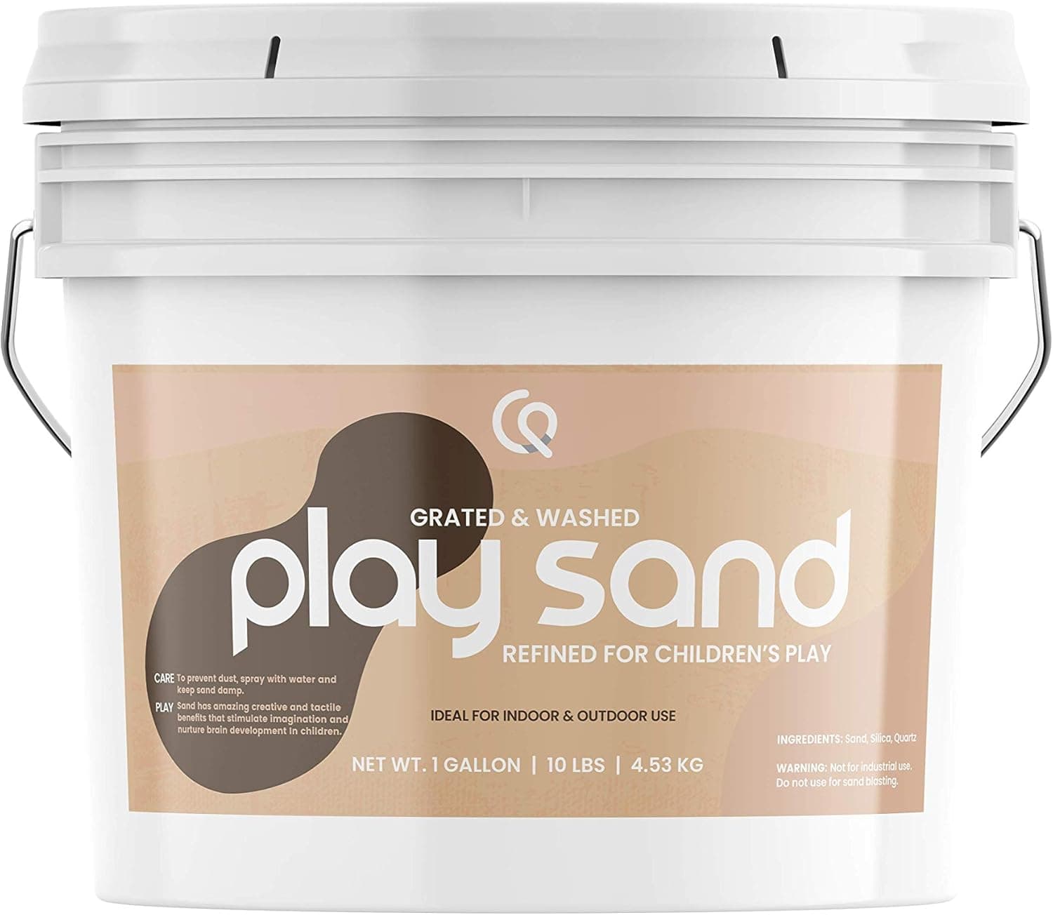 Natural Play Sand, 1 Gallon Bucket, Refined, Washed & Grated, Durable, Resealable Bucket, Safe for Indoors & Outdoors, Multi-use, Natural Source