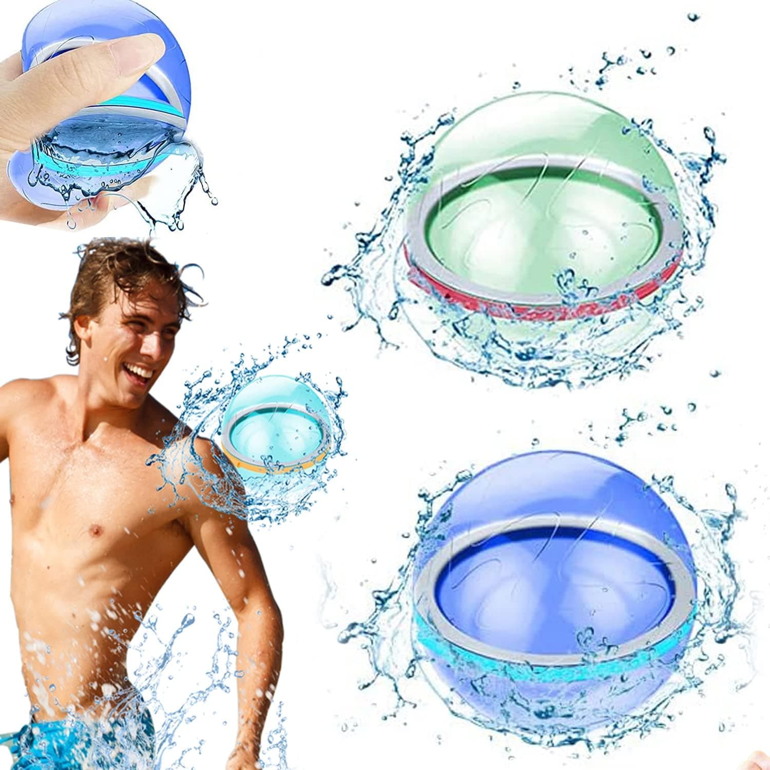 Reusable Water balloons Quick Fill, Water Bomb Splash Soaker Balls for Kids, Self Waterfall Sealing Water Balls, Rapid Fill bulk Easy Tying Water Balloon for Water Fight Game Summer Outdoor games